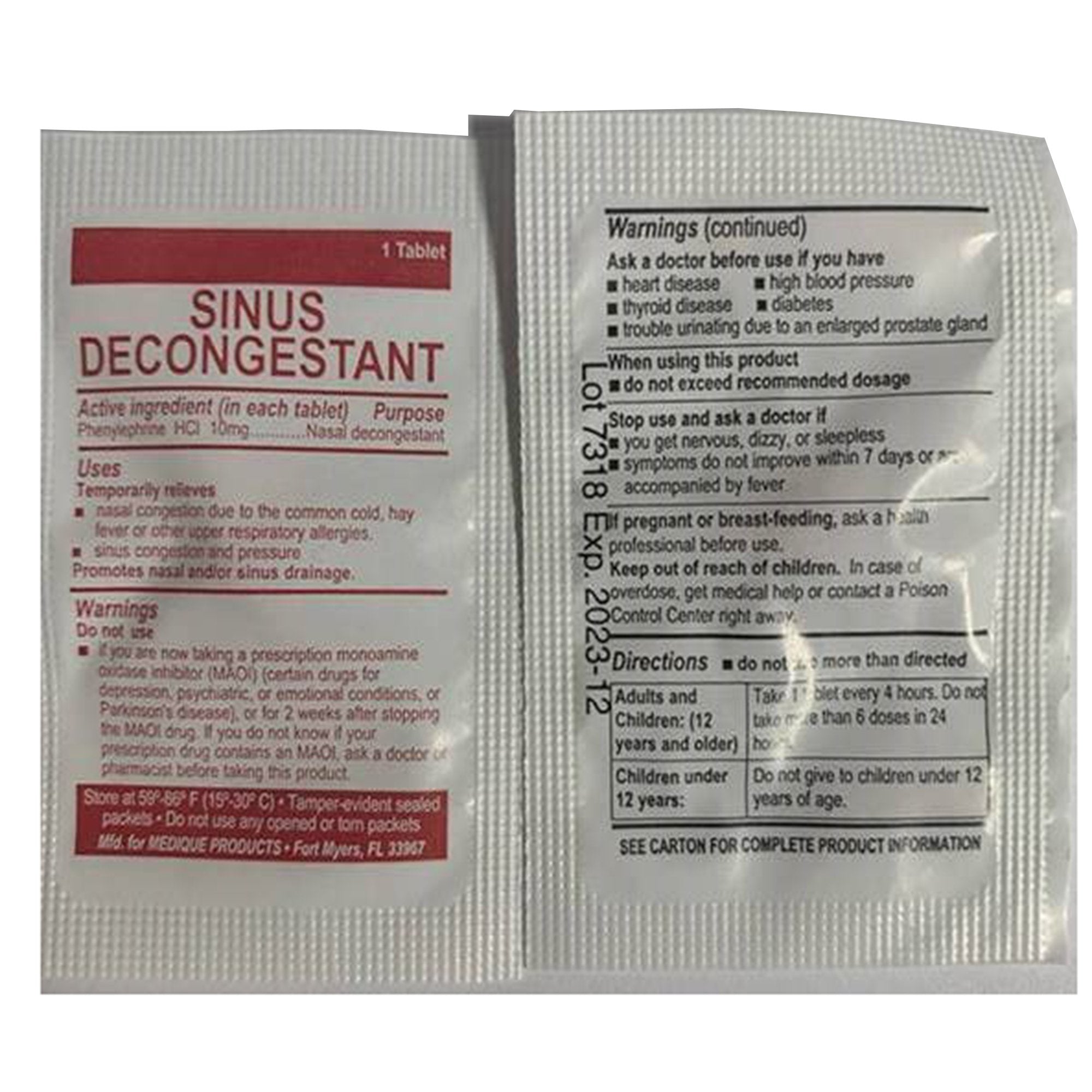 Sinus Relief Medi-First® 10 mg Strength Tablet 100 per Box - image 2