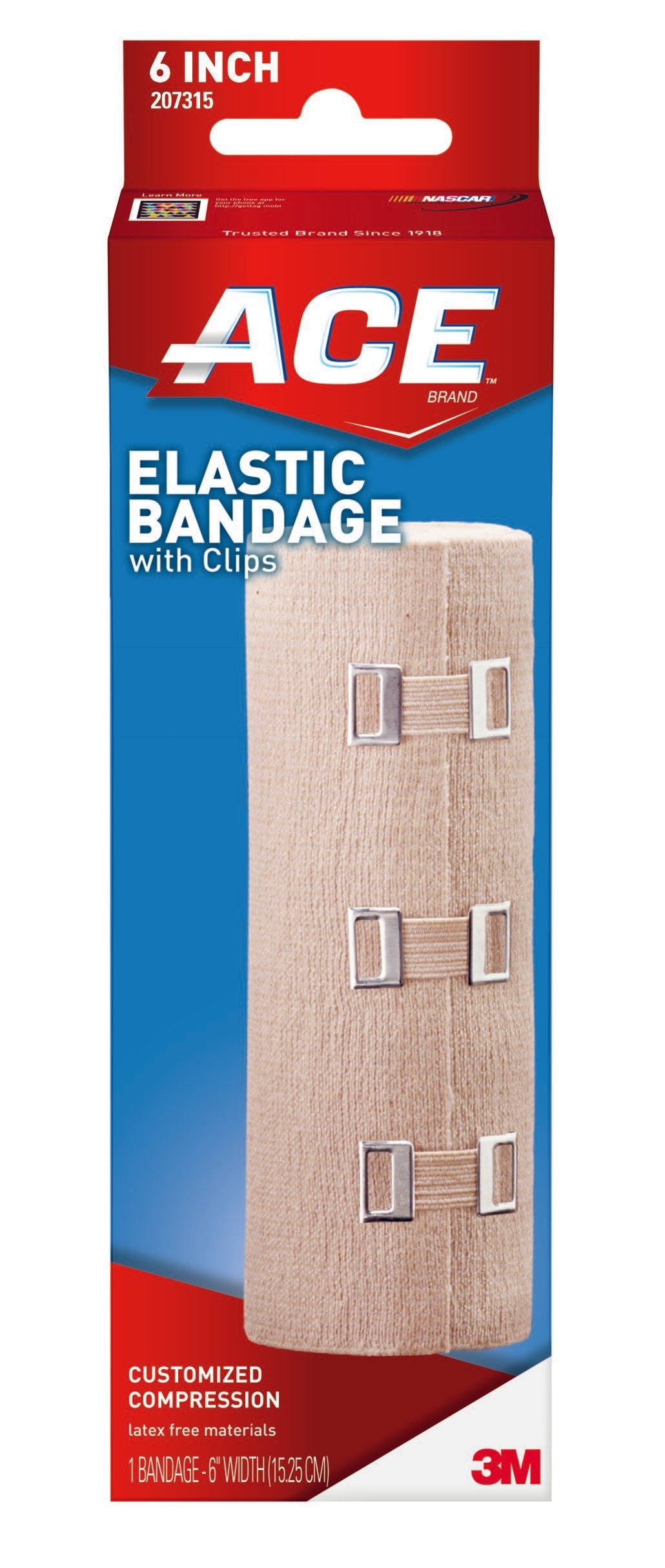 3M™ Ace™ Clip Detached Closure Elastic Bandage, 6 Inch x 5-1/3 Foot (36 Units)