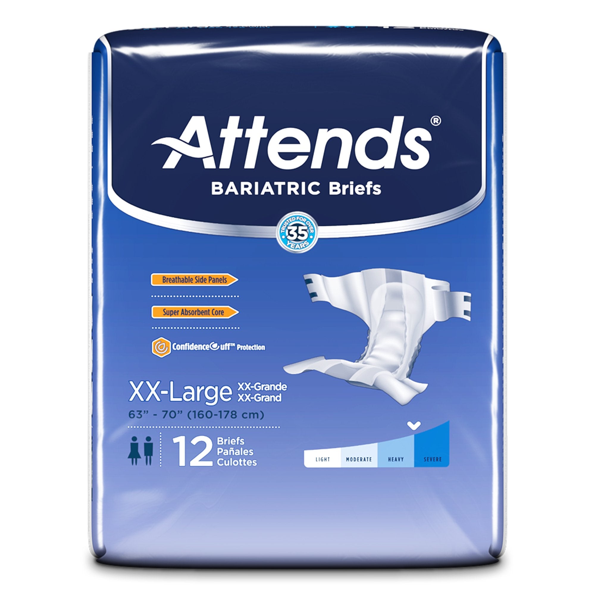 Attends Bariatric Briefs 2XL - Heavy Absorbency Disposable Incontinence Aid