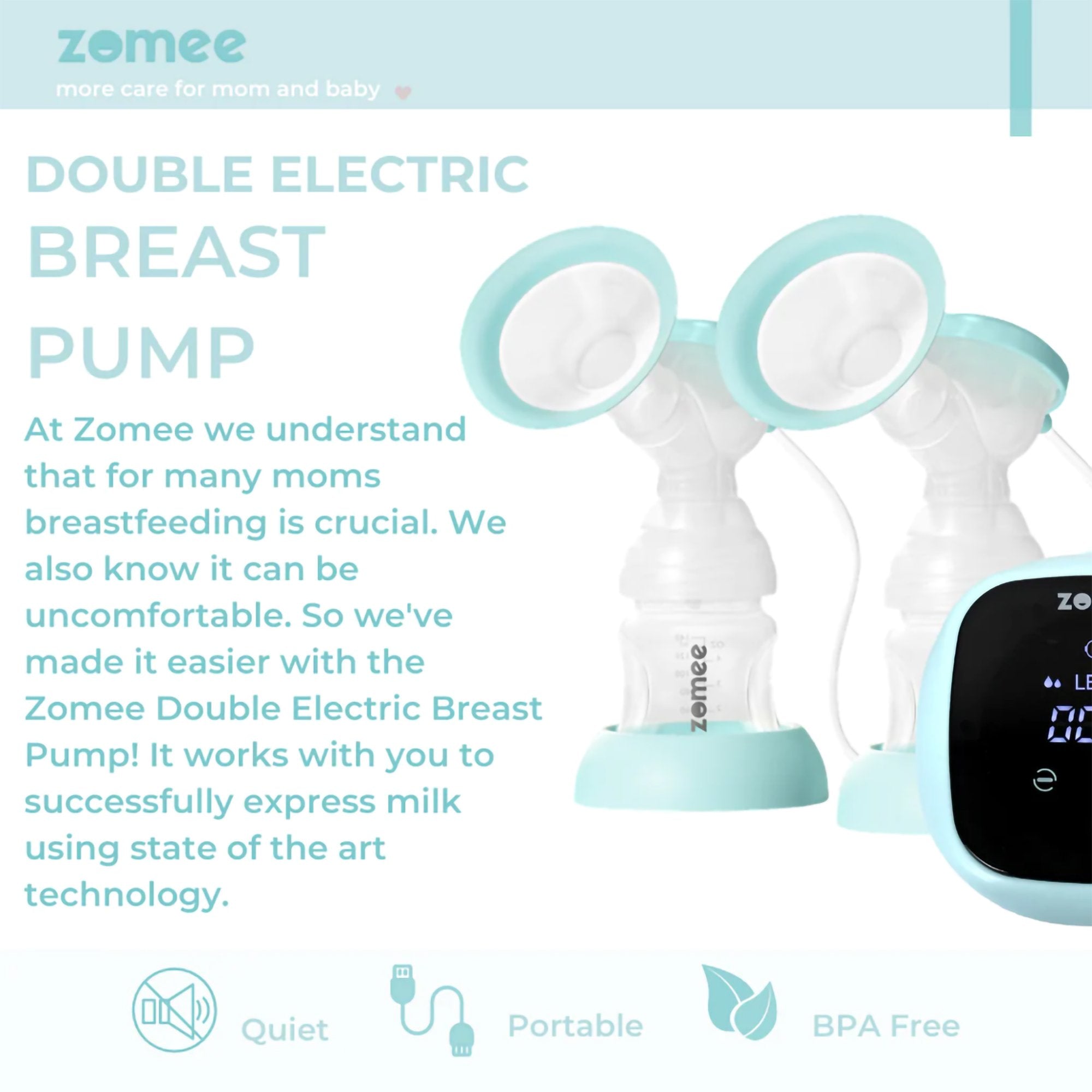 Double Electric Breast Pump Kit Zomee Z1 - image 6