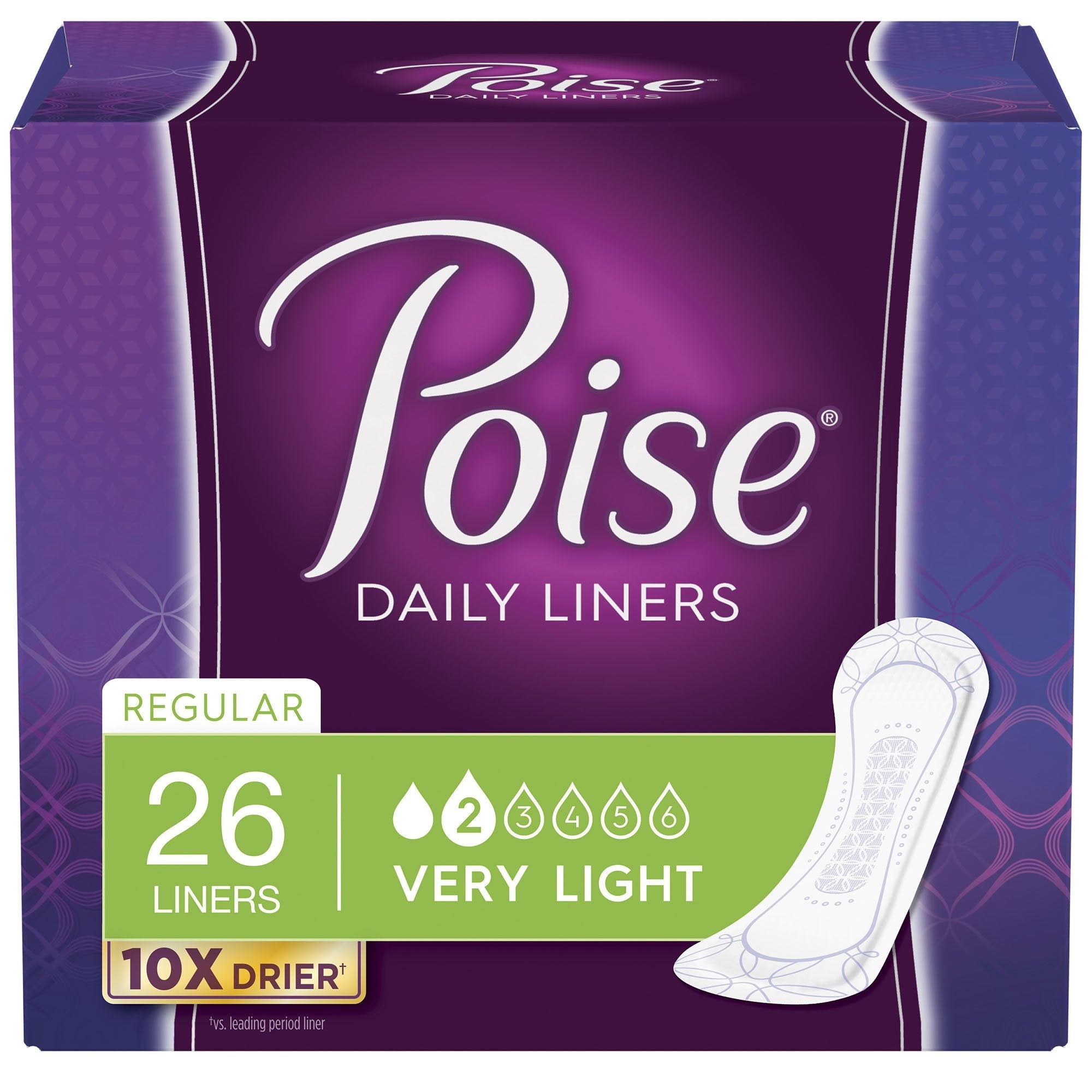 Poise Bladder Control Pads, Light Absorbency, Regular Length, 7.5", Adult, Female, Disposable (26 Units)