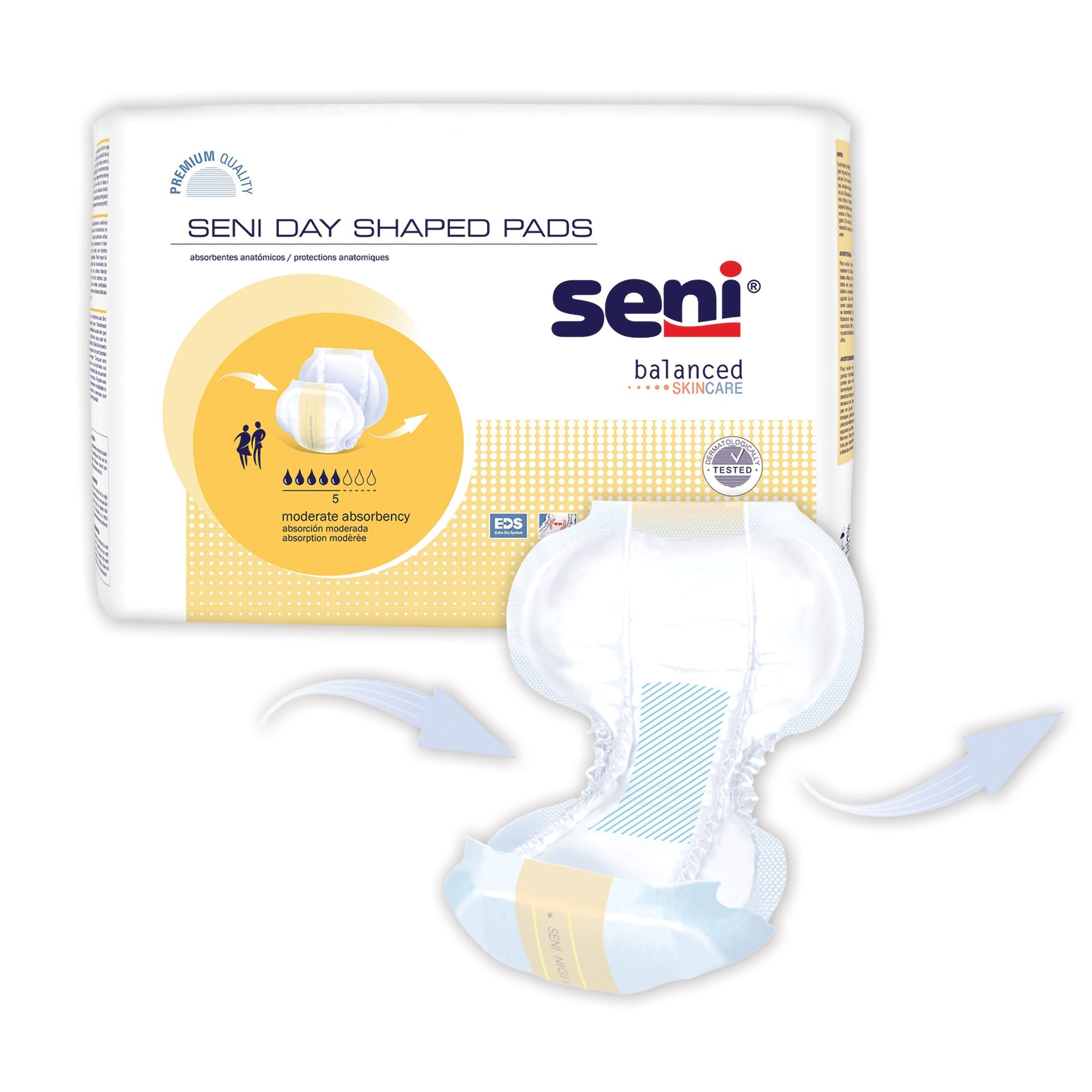 Incontinence Liner Seni® Shaped Day Pads 25 Inch Length Moderate Absorbency Super Absorbent Core One Size Fits Most - image 3