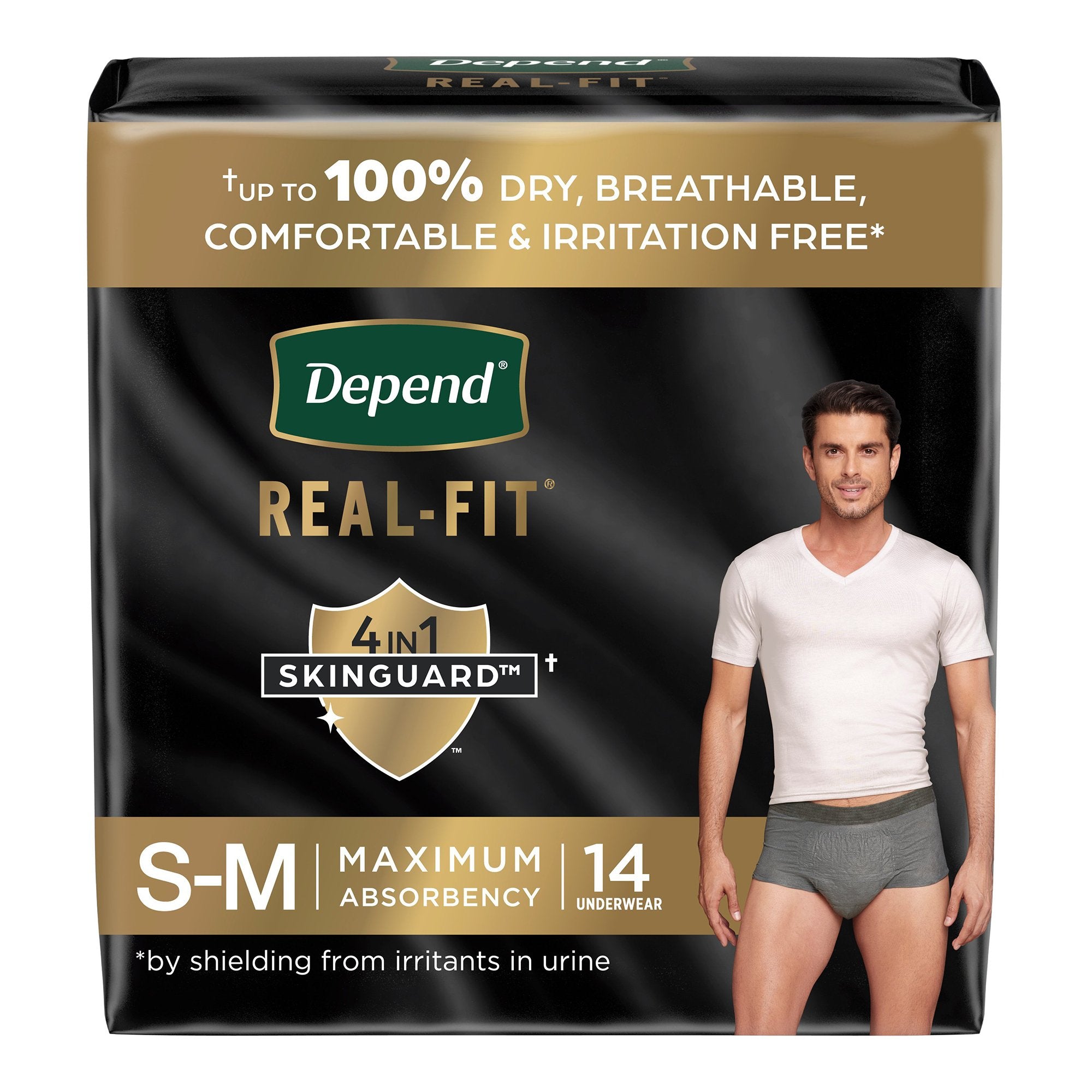 Absorbent Underwear Depend® Real Fit® Waistband Style Adult Small / Medium Male Disposable Heavy Absorbency
