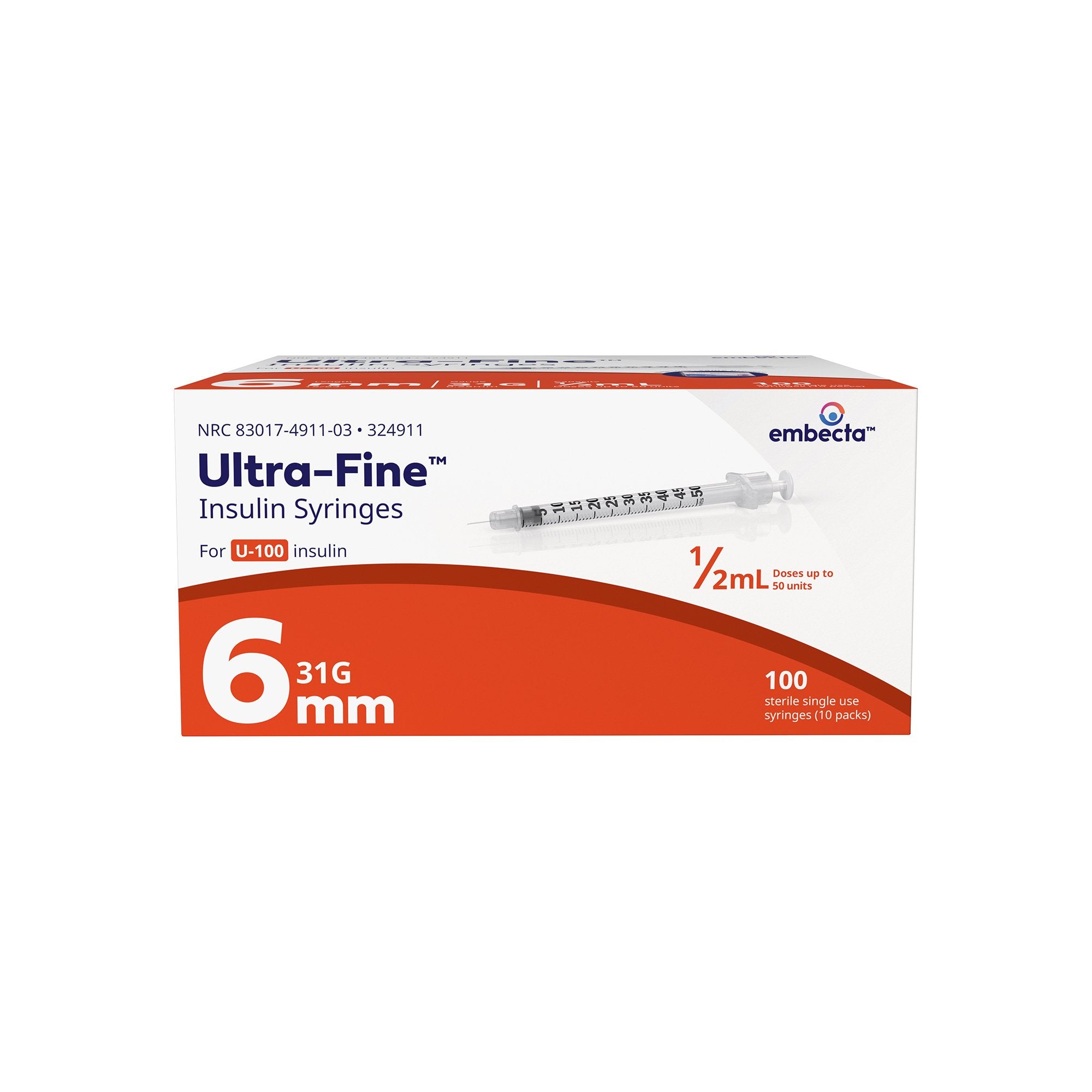 Standard Insulin Syringe with Needle Veo™ Ultra-Fine™ 0.5 mL 15/64 Inch 31 Gauge NonSafety Regular Wall - image 5