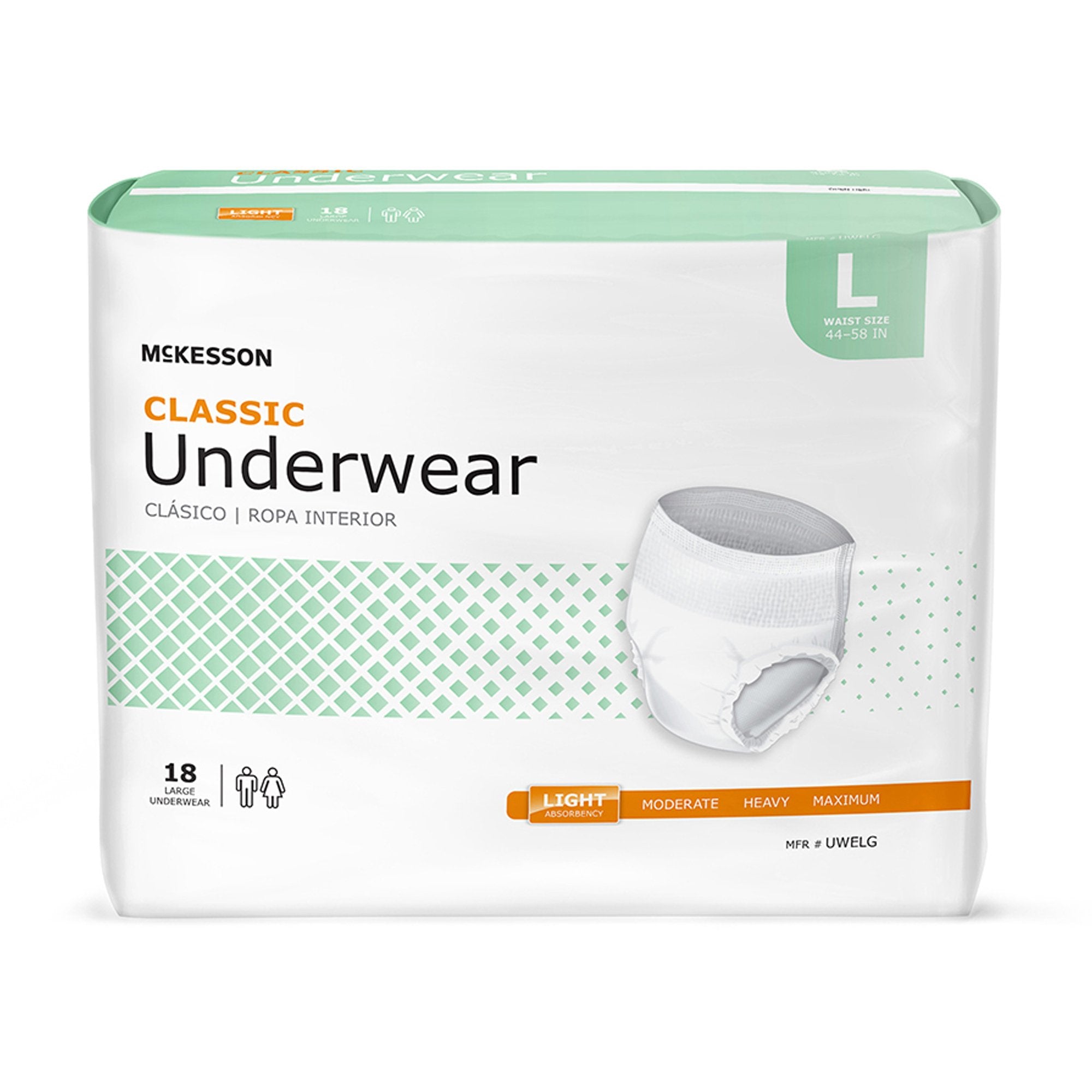 McKesson Classic Light Absorbency Incontinence Underwear, Large