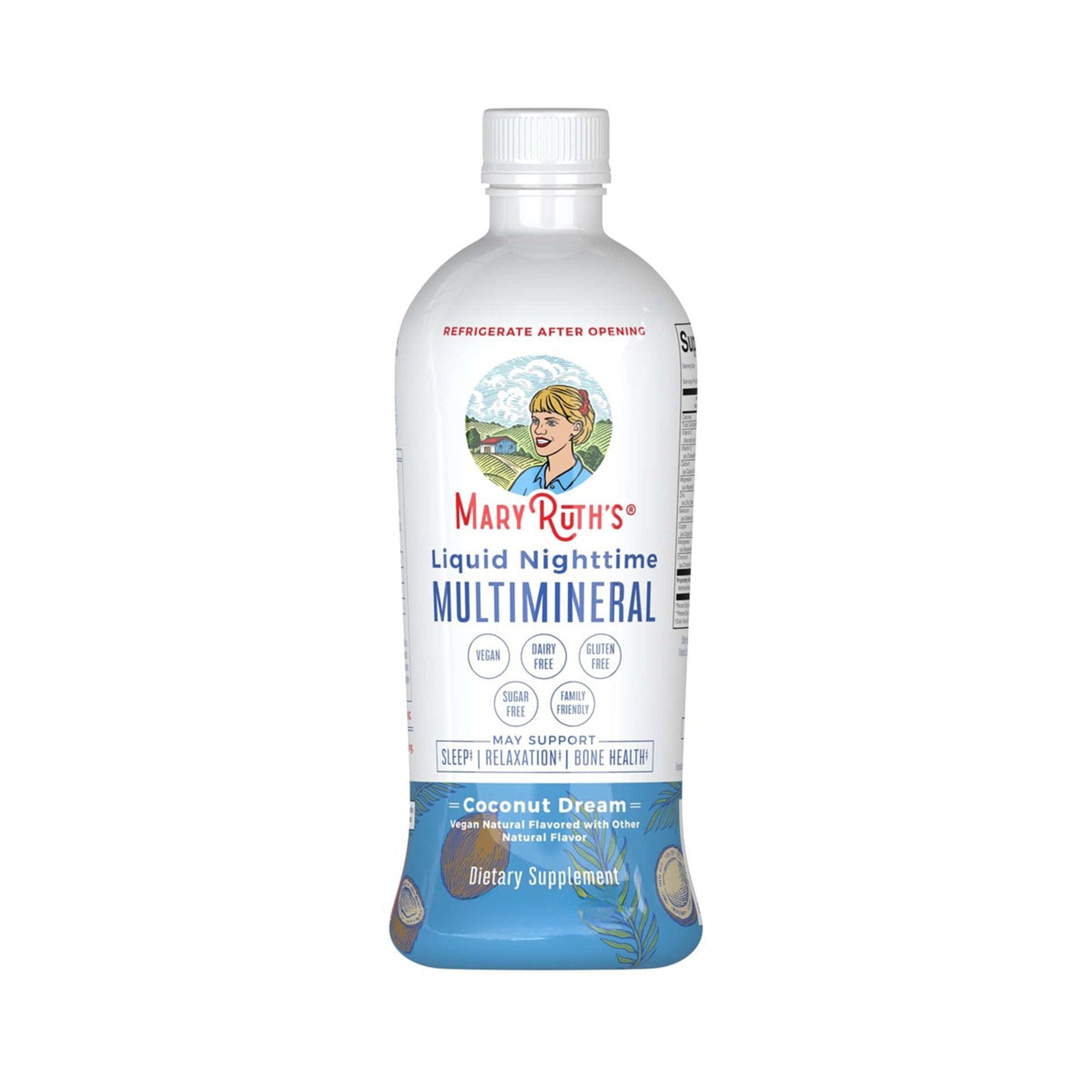 Dietary Supplement Mary Ruth's® Liquid Nighttime Multimineral Vitamin C / D / Calcium / Magnesium 1 mg - 1.7 mcg - 60 mg - 10 mg Strength Liquid 30 oz. Coconut Flavor