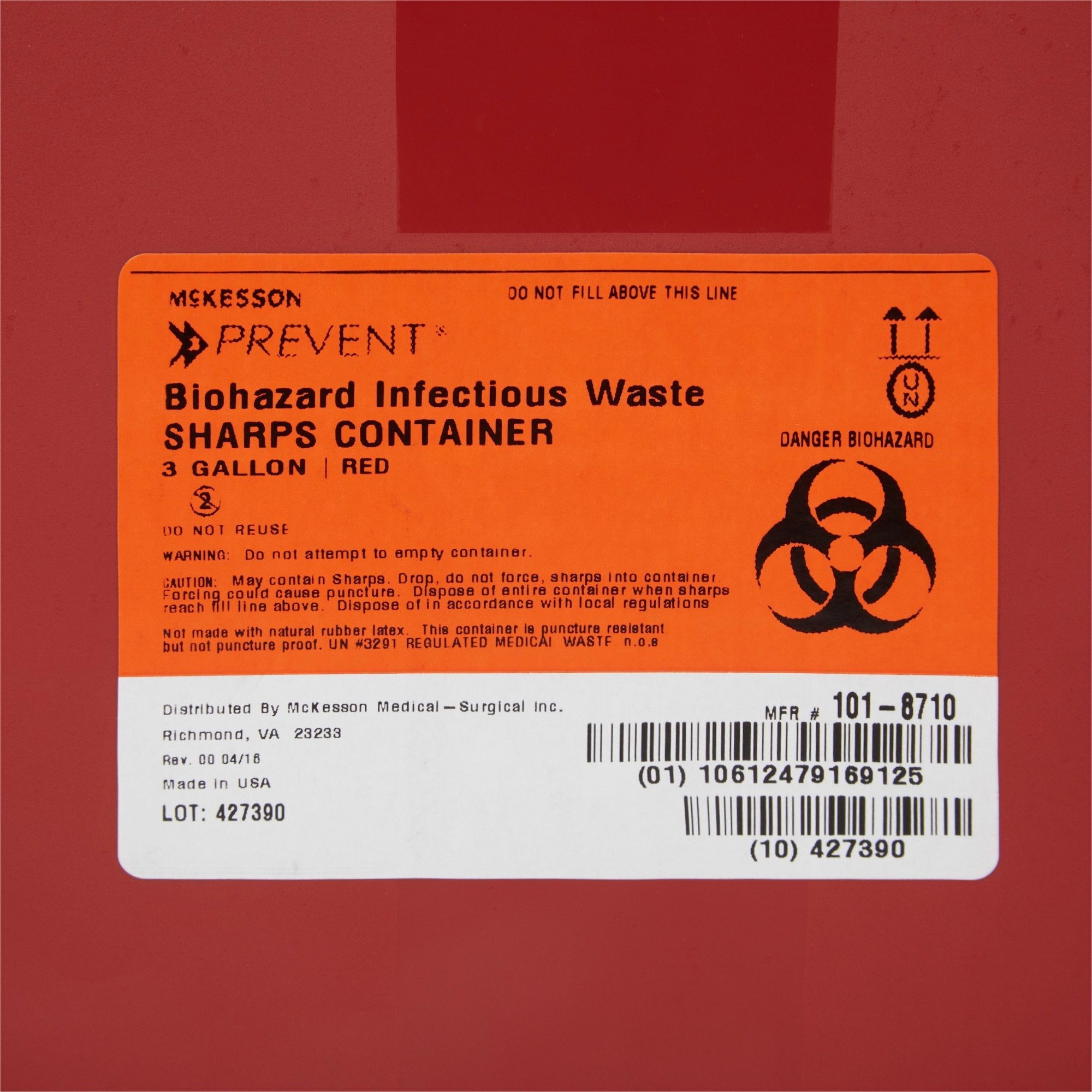 McKesson Prevent® Multi-purpose Sharps Container, 3 Gallon, 13-1/2 x 12-1/2 x 6 Inch (12 Units)