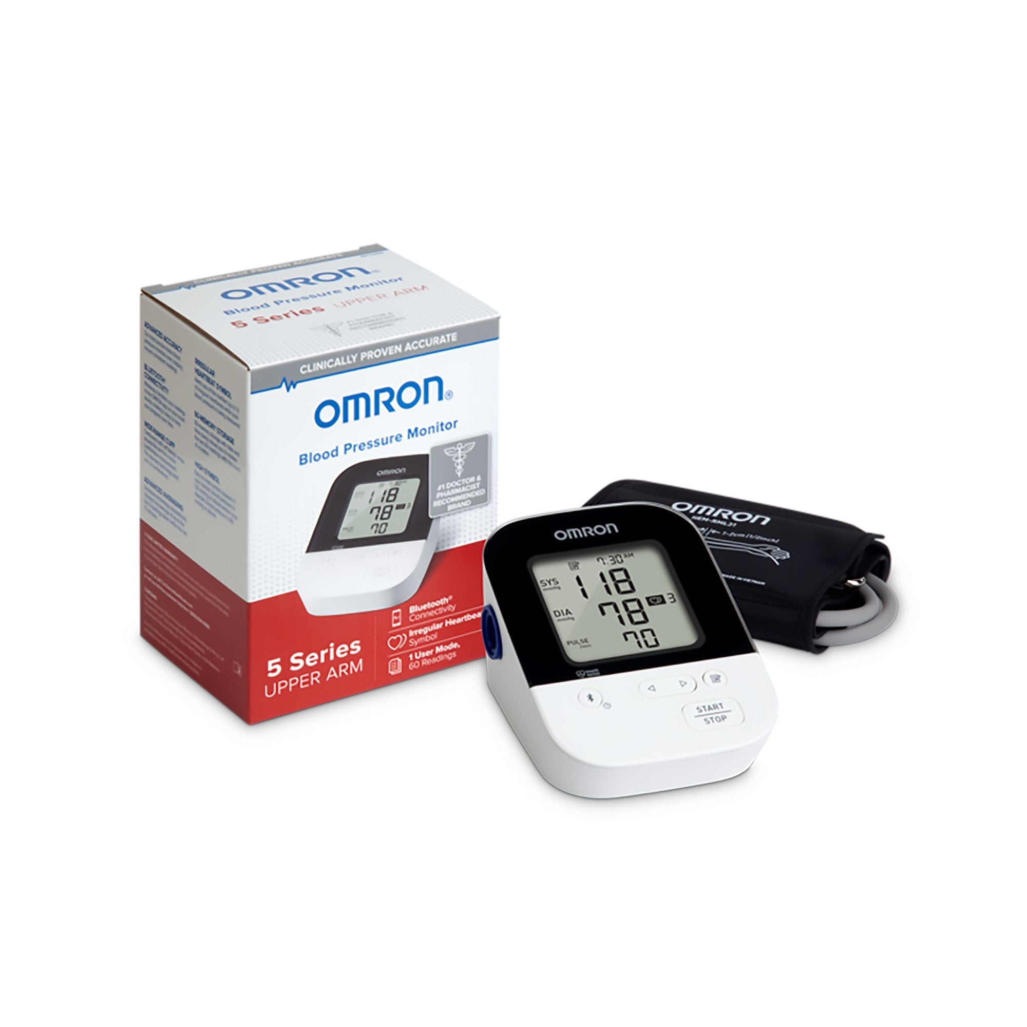 Omron 5 Series Digital Blood Pressure Monitoring Unit, Adult, Large Cuff (1 Unit)