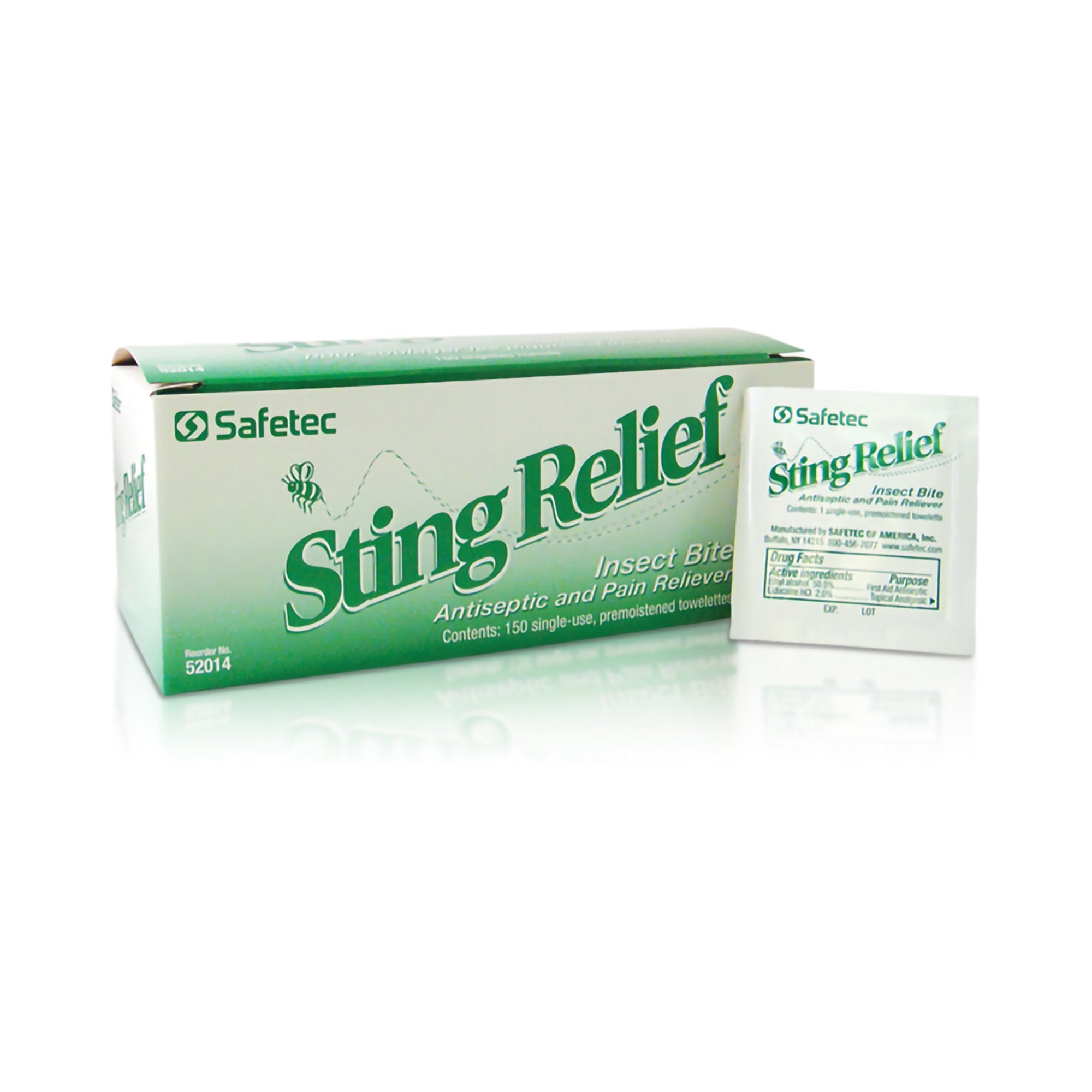 Safetec® Ethyl Alcohol / Lidocaine Sting and Bite Relief, 1-13/100 x 2-3/4 Inch (3000 Units)