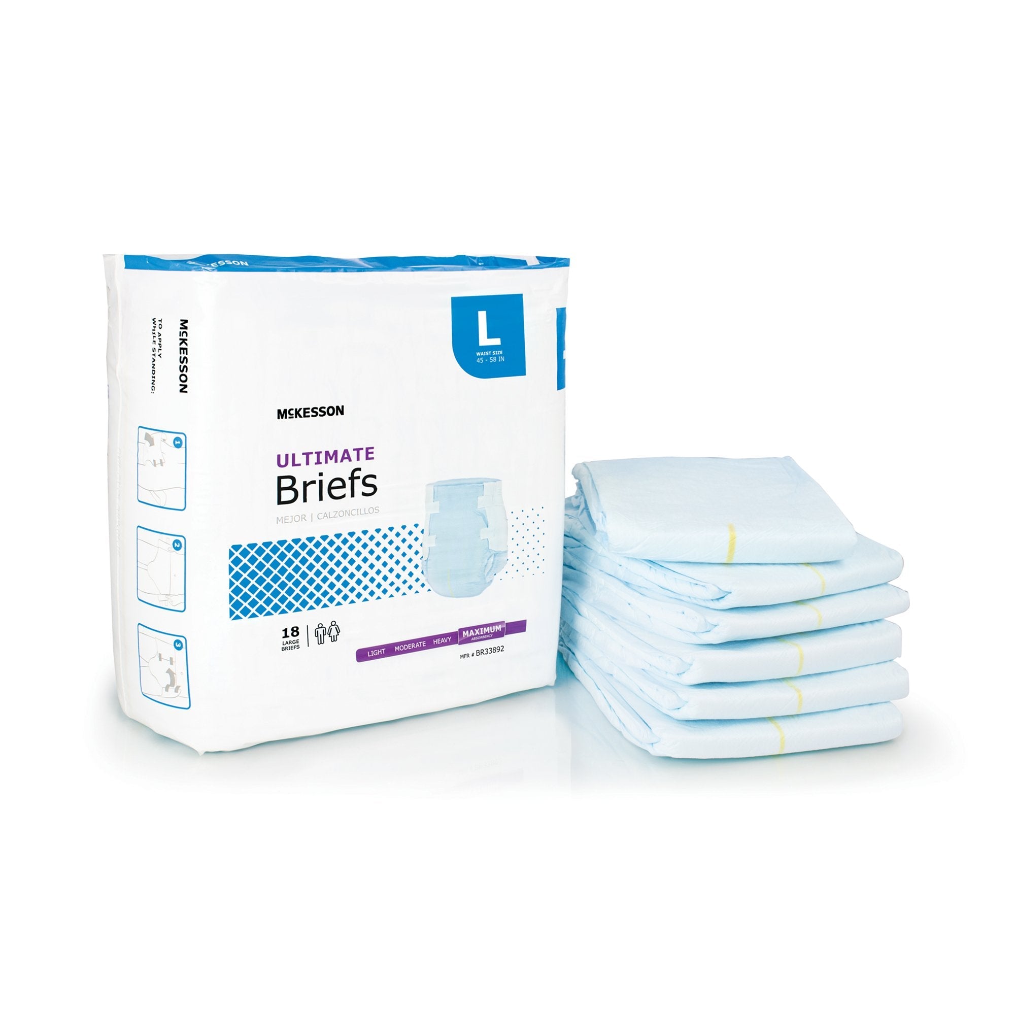 McKesson Ultimate Maximum Absorbency Incontinence Brief, Large (18 Units)