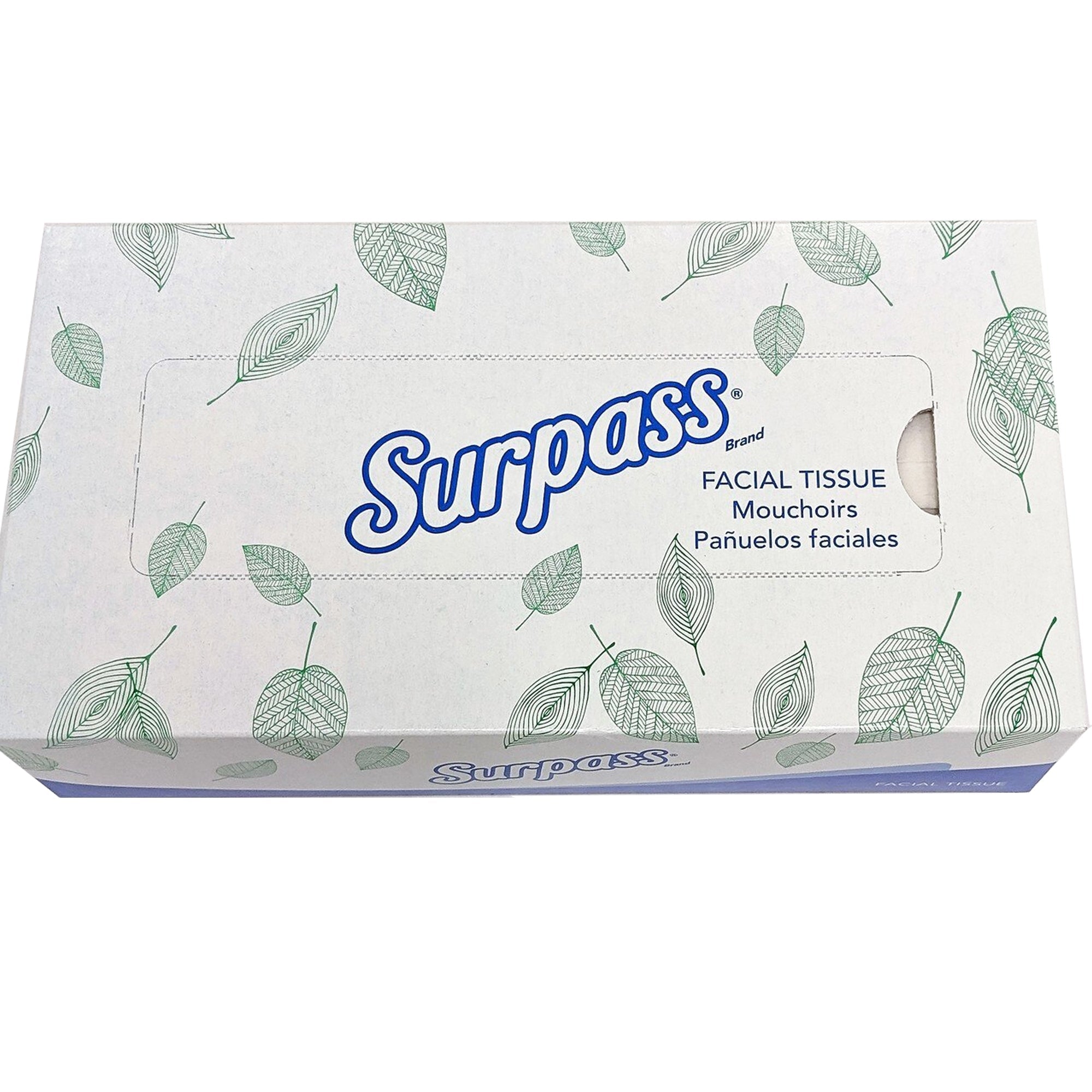 Surpass Eco-Friendly Facial Tissues, 2-Ply, 100ct Box - White (3000 Units Total)