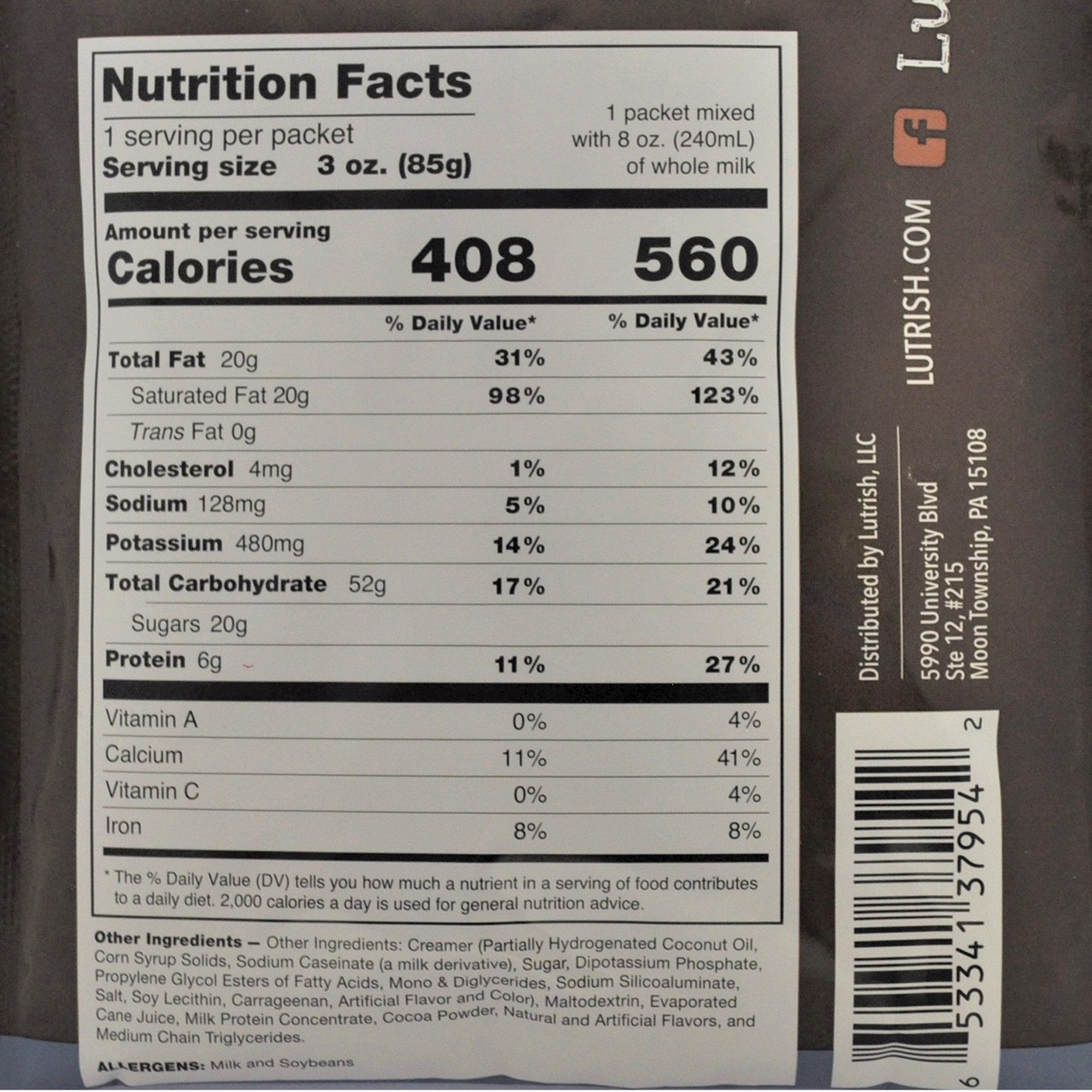 Oral Supplement Lutrish Chocolate Flavor Powder 3 oz. Individual Packet - image 3