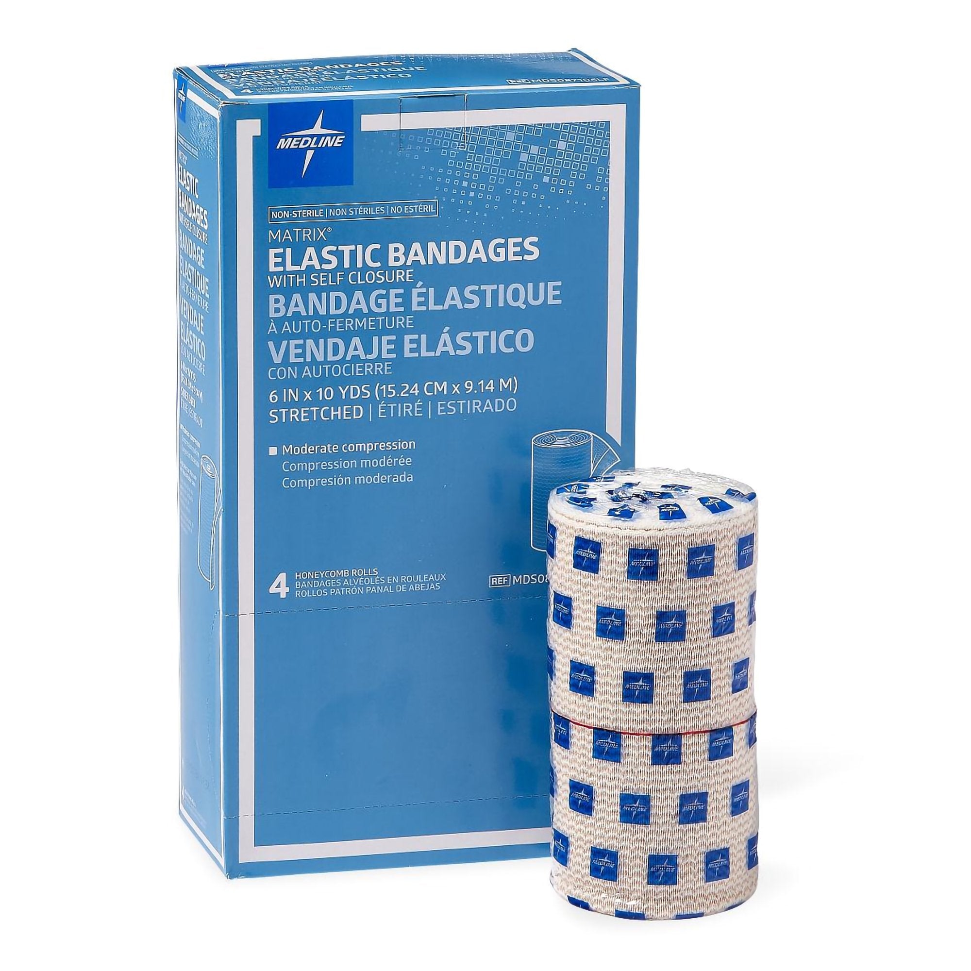 Elastic Bandage Matrix 6 Inch X 10 Yard Double Hook and Loop Closure Natural NonSterile Medium Compression
