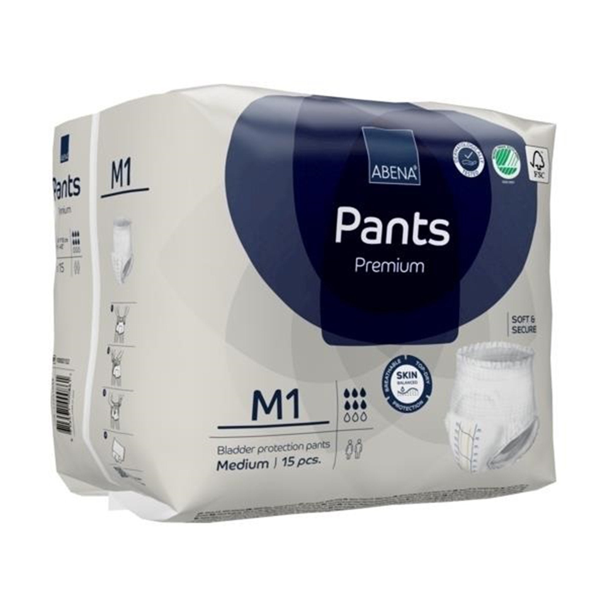 Absorbent Underwear Abena® Premium Pants M1 Pull On with Tear Away Seams Adult Medium Unisex Disposable Heavy Absorbency - image 3