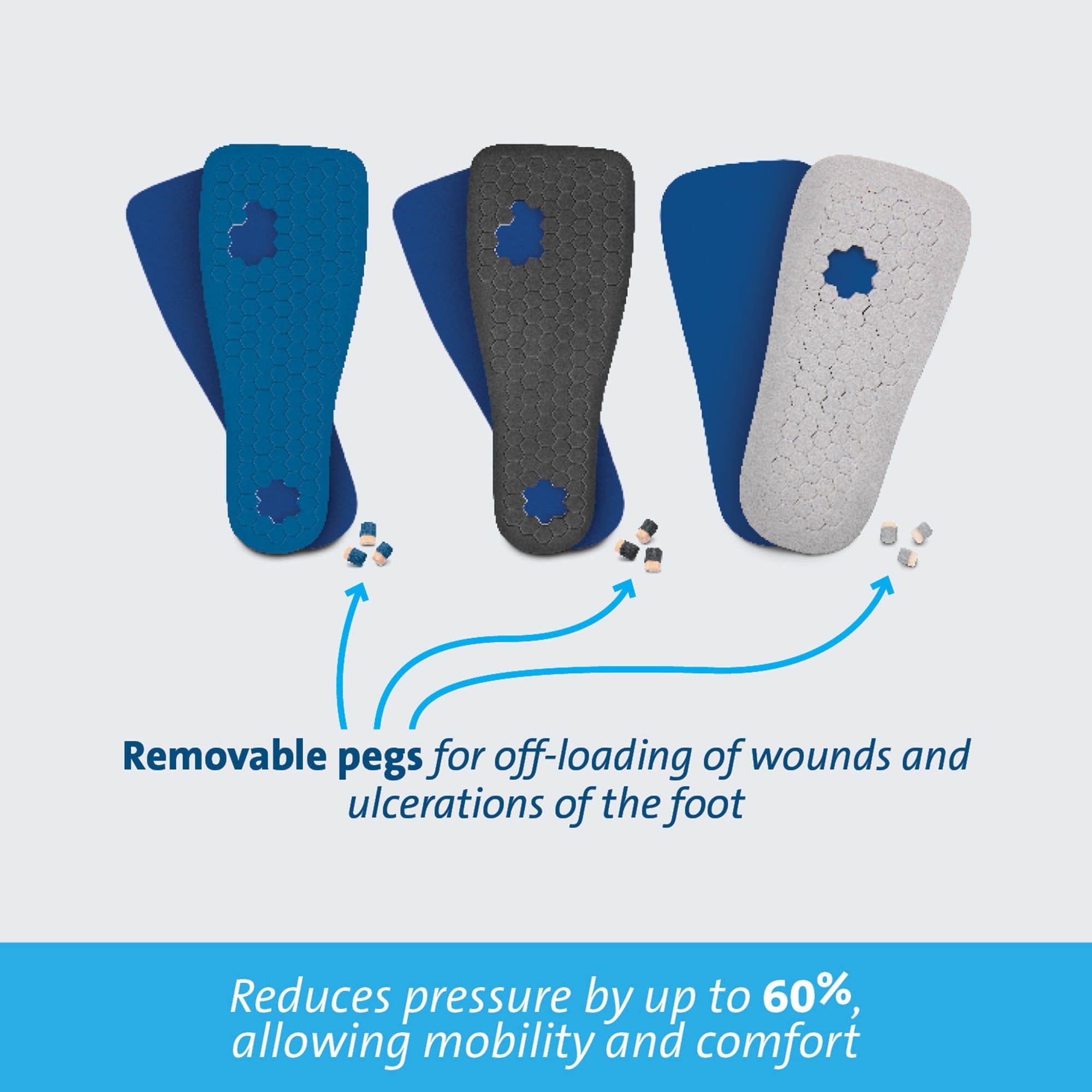 Insole Peg Assist™ Removable Peg EVA / Foam / Poron Cover Men 10.5 to 12 Blue - image 3