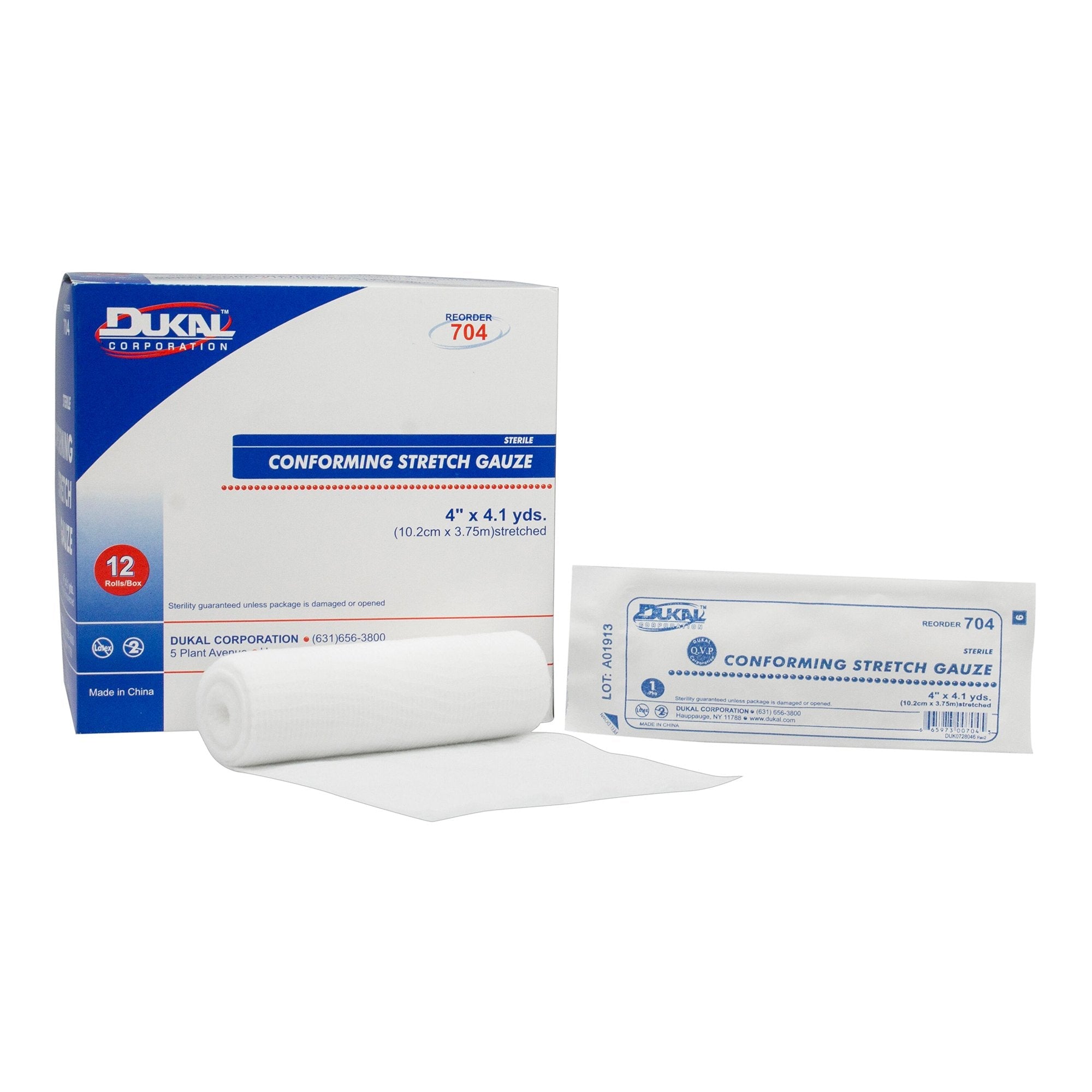 Dukal™ Sterile Conforming Bandage, 4 Inch x 4-1/10 Yard (12 Units)