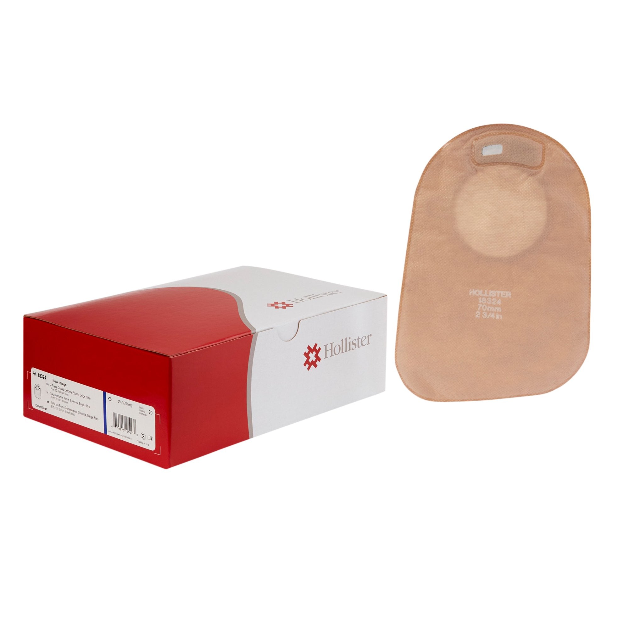 New Image™ Two-Piece Closed End Beige Filtered Ostomy Pouch, 9 Inch Length, 2¾ Inch Flange (30 Units)