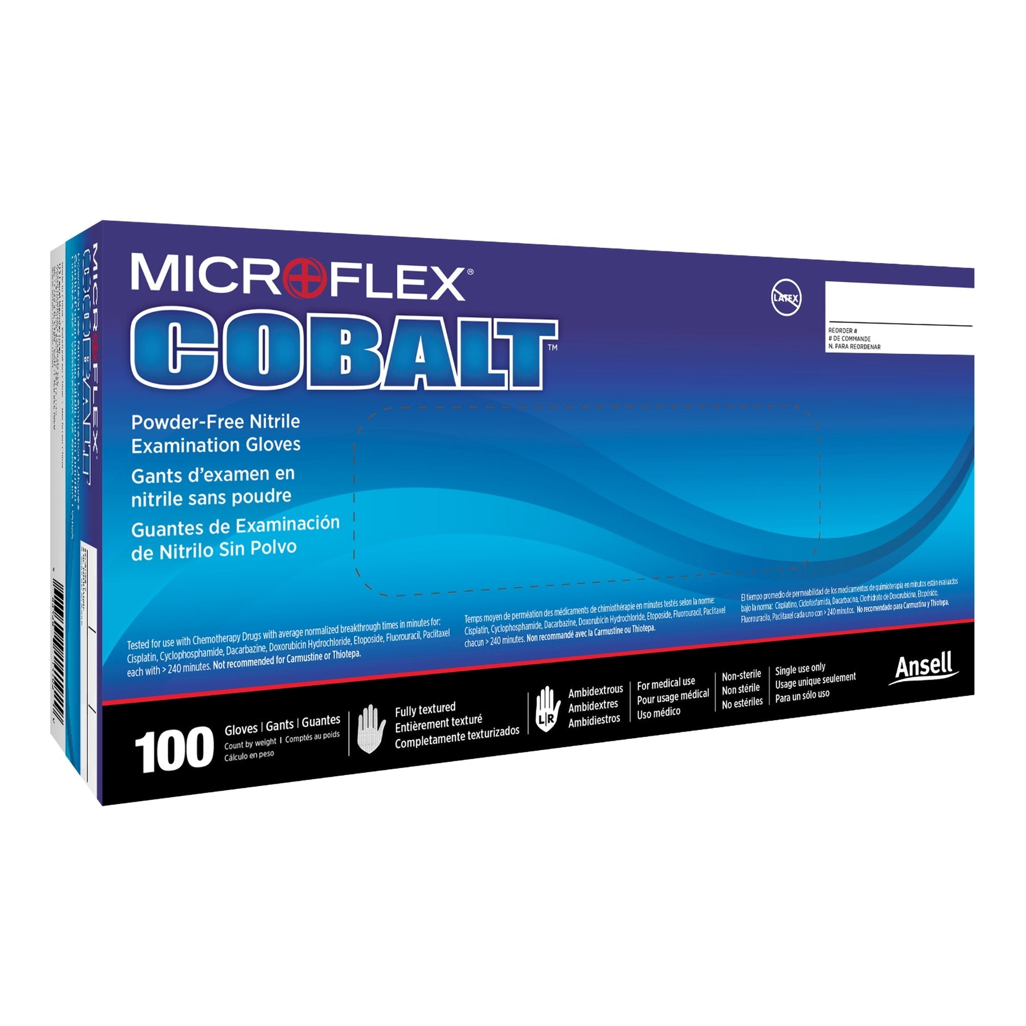 Microflex® Cobalt® Exam Glove, Large, Blue (100 Units)