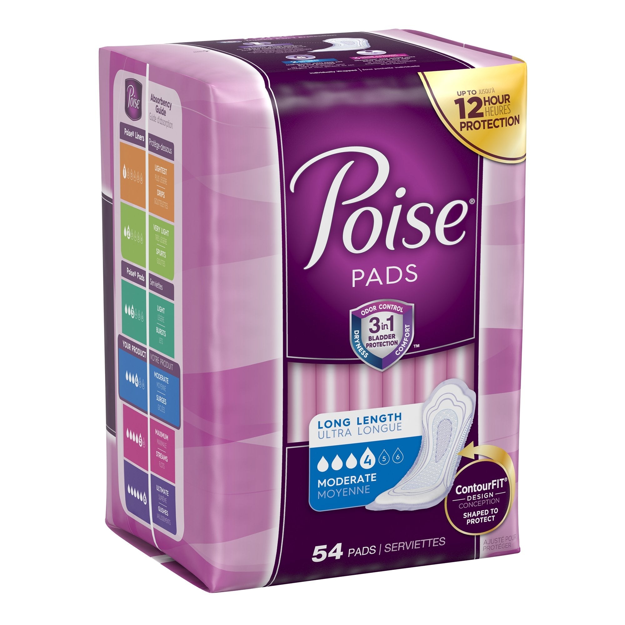 Poise Bladder Control Pads, Adult Women, Moderate Absorbency, Disposable, 12.20" Length (108 Units)