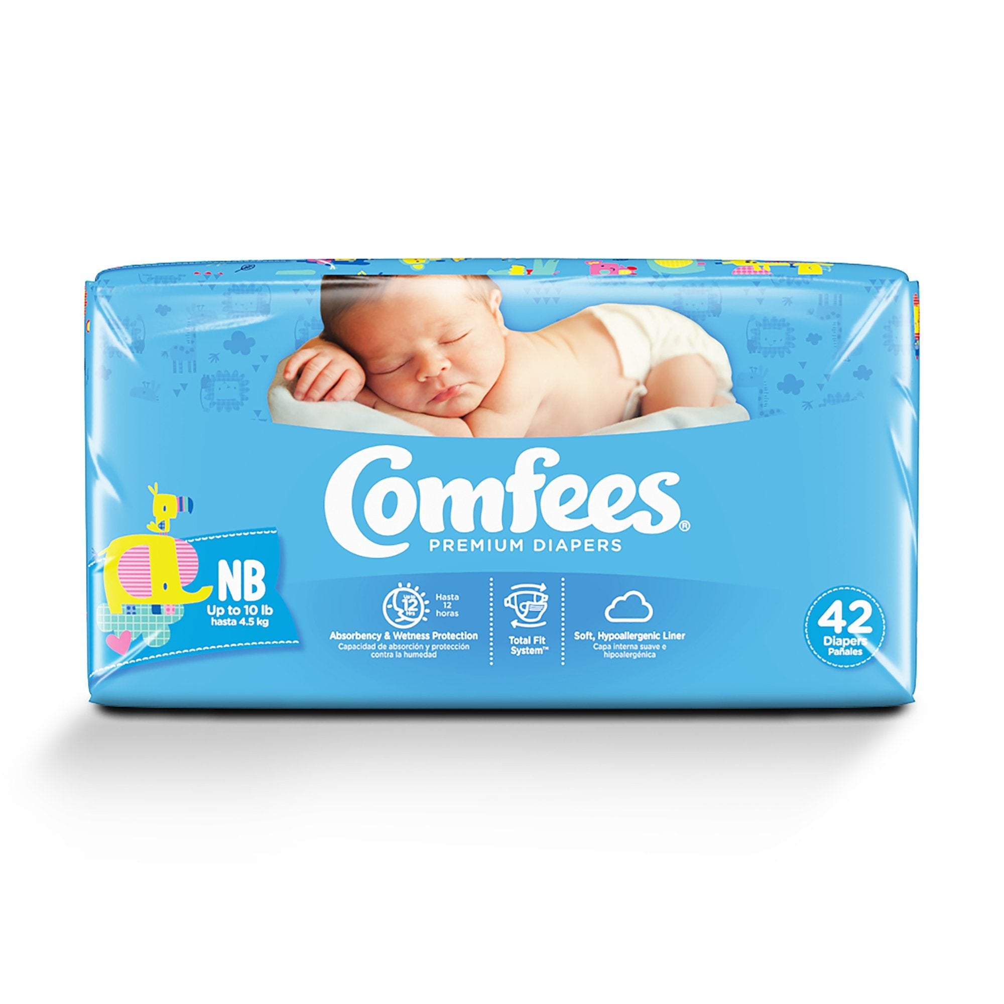 Attends Comfees Premium Baby Diapers, Unisex, Tab Closure, Newborn (42 Units)