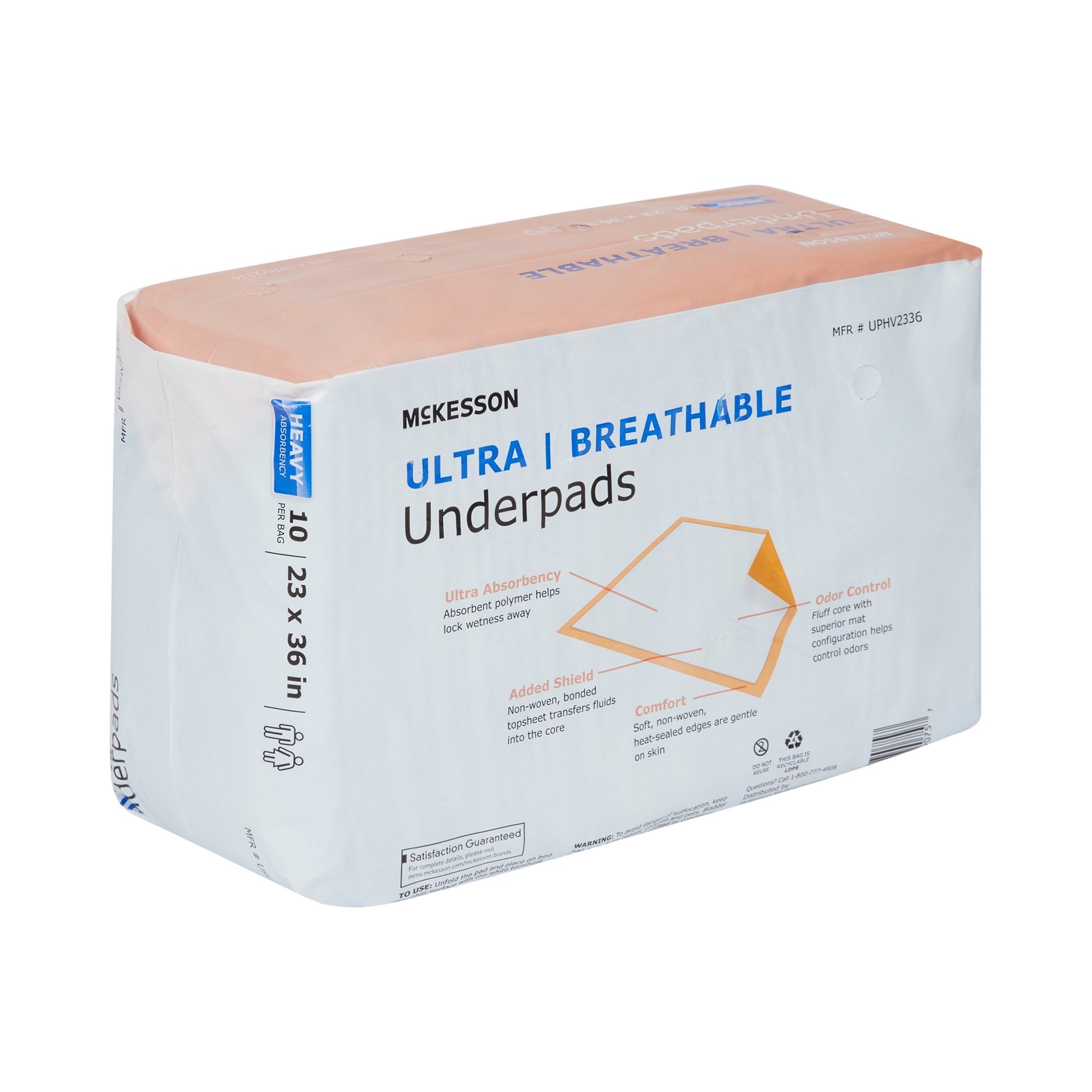 McKesson Ultra Breathable Heavy Absorbency Low Air Loss Underpad, 23 x 36 Inch (10 Units)