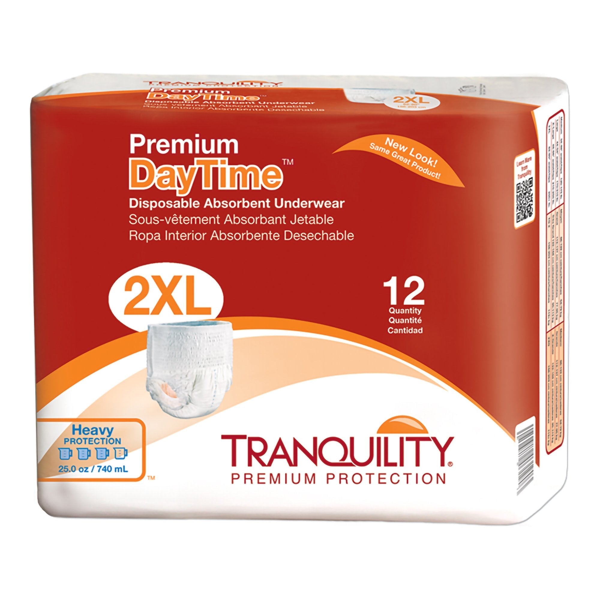 Tranquility Premium DayTime Underwear, Heavy Absorbency, 2XL, 12 Pack