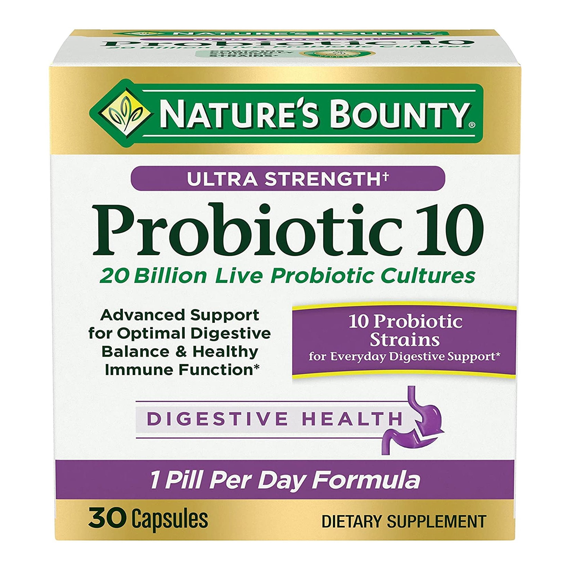 Probiotic Dietary Supplement Nature's Bounty® Ultra Strength Probiotic 10 30 per Bottle Capsule (1 Unit)