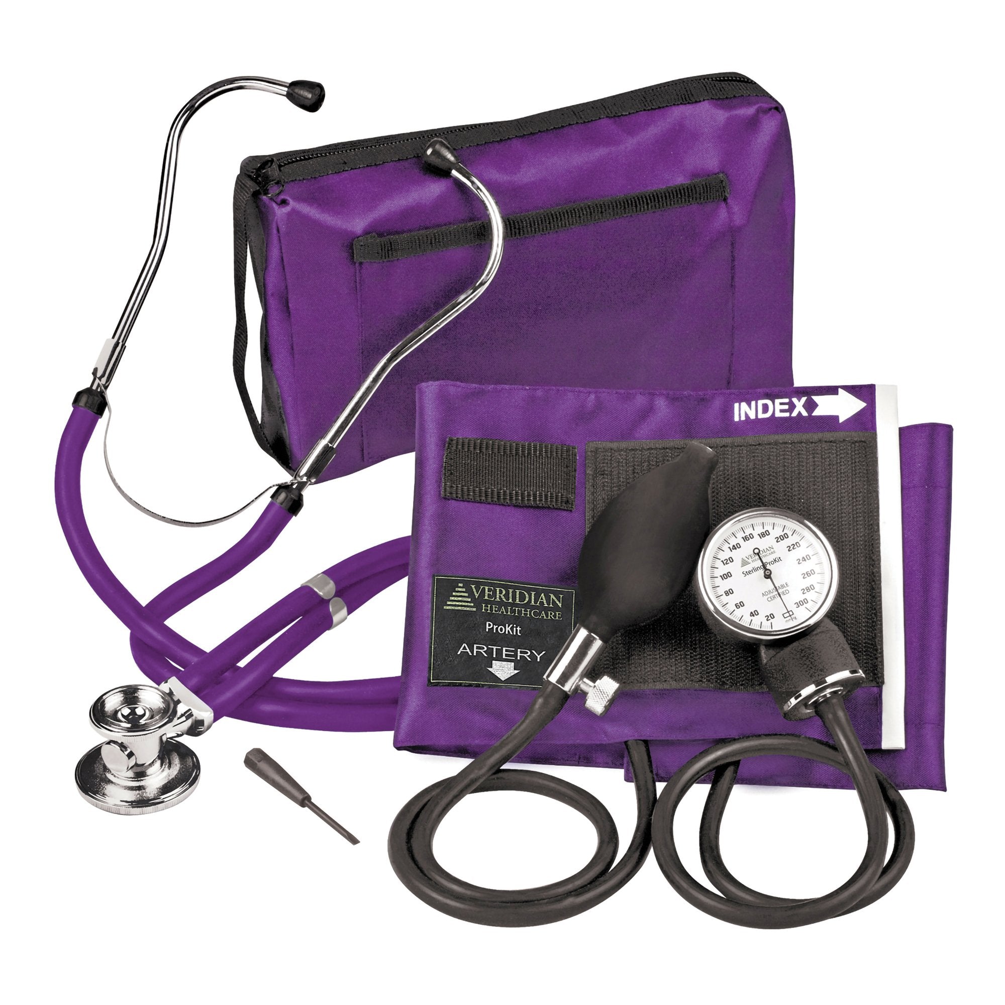 Sterling Series ProKit™ Aneroid Sphygmomanometer with Stethoscope, Purple (1 Unit)