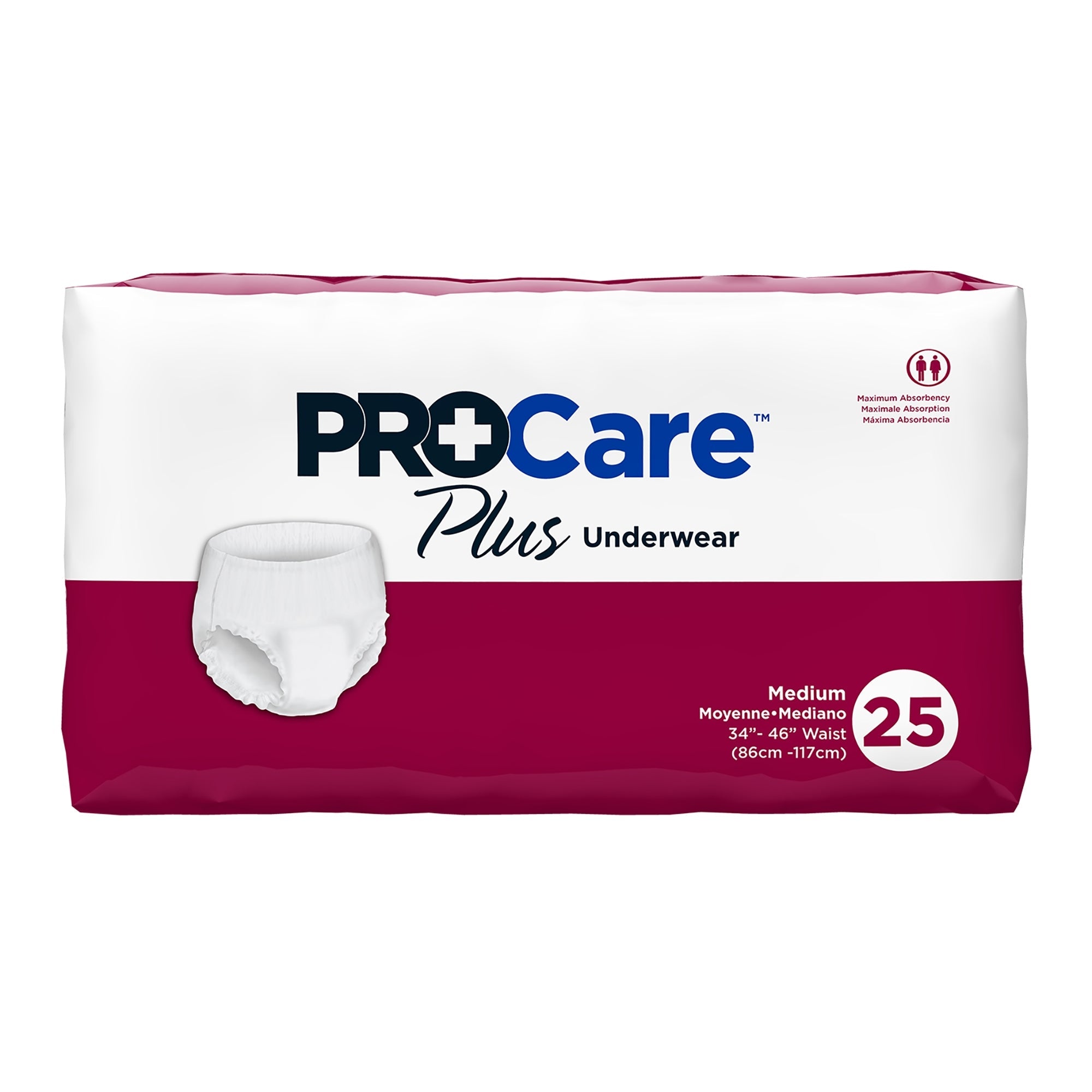 ProCare Plus Adult Protective Underwear, Medium - Moderate Absorbency, 25 Pack