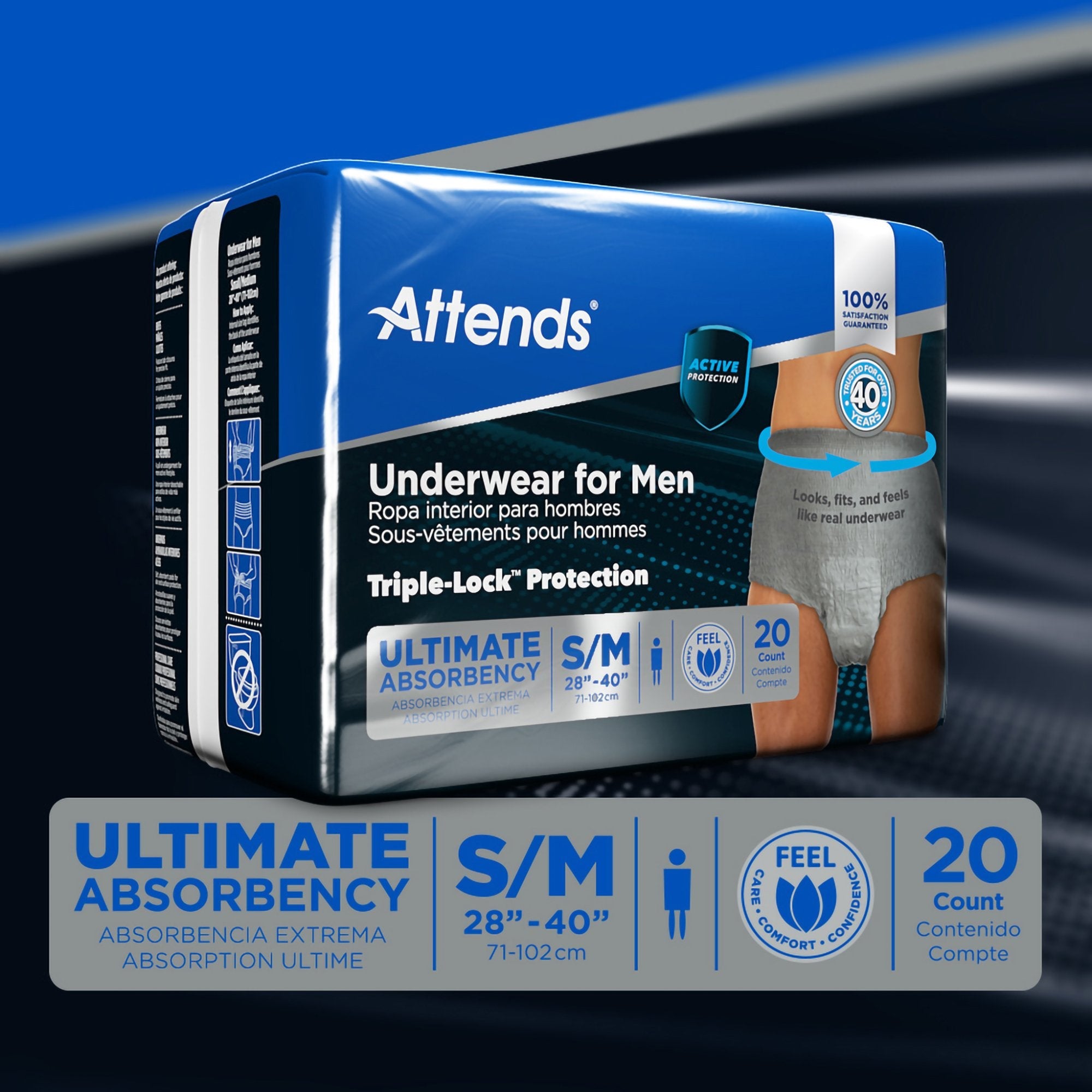 Attends® Discreet Men's Underwear, Level 5, Small / Medium (20 Units)