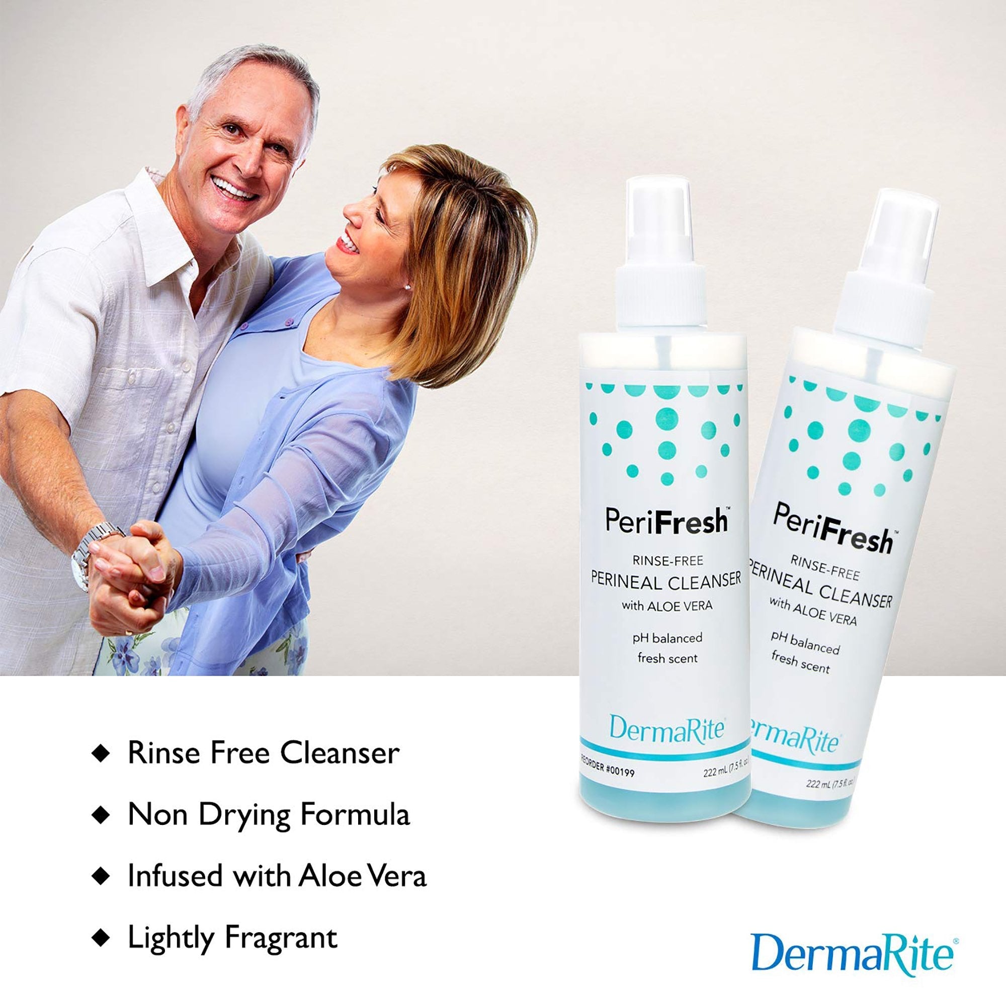 DermaRite PeriFresh Rinse-Free Perineal Cleanser, 7.5oz Pump - Fresh Scent (48-Pack)