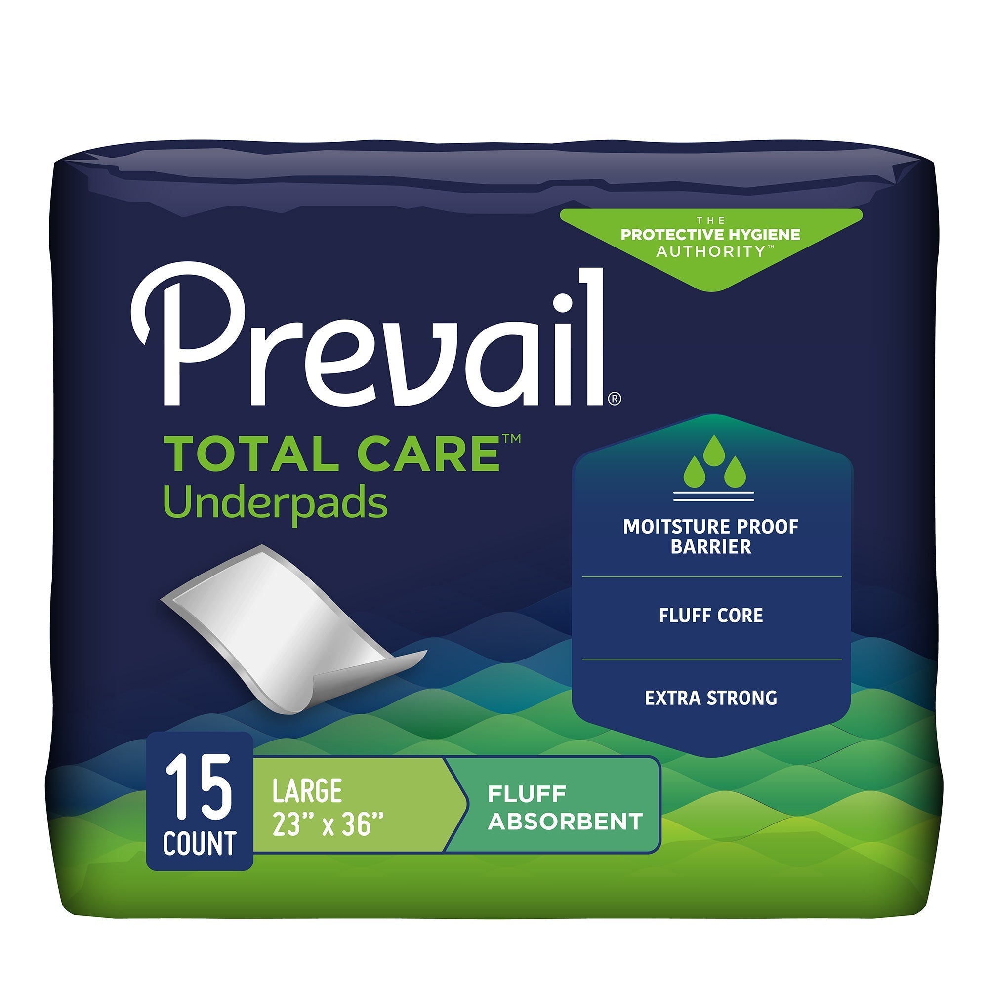 Prevail Total Care Fluff Underpads Large - 23x36" Absorbent Pads, 120/Case