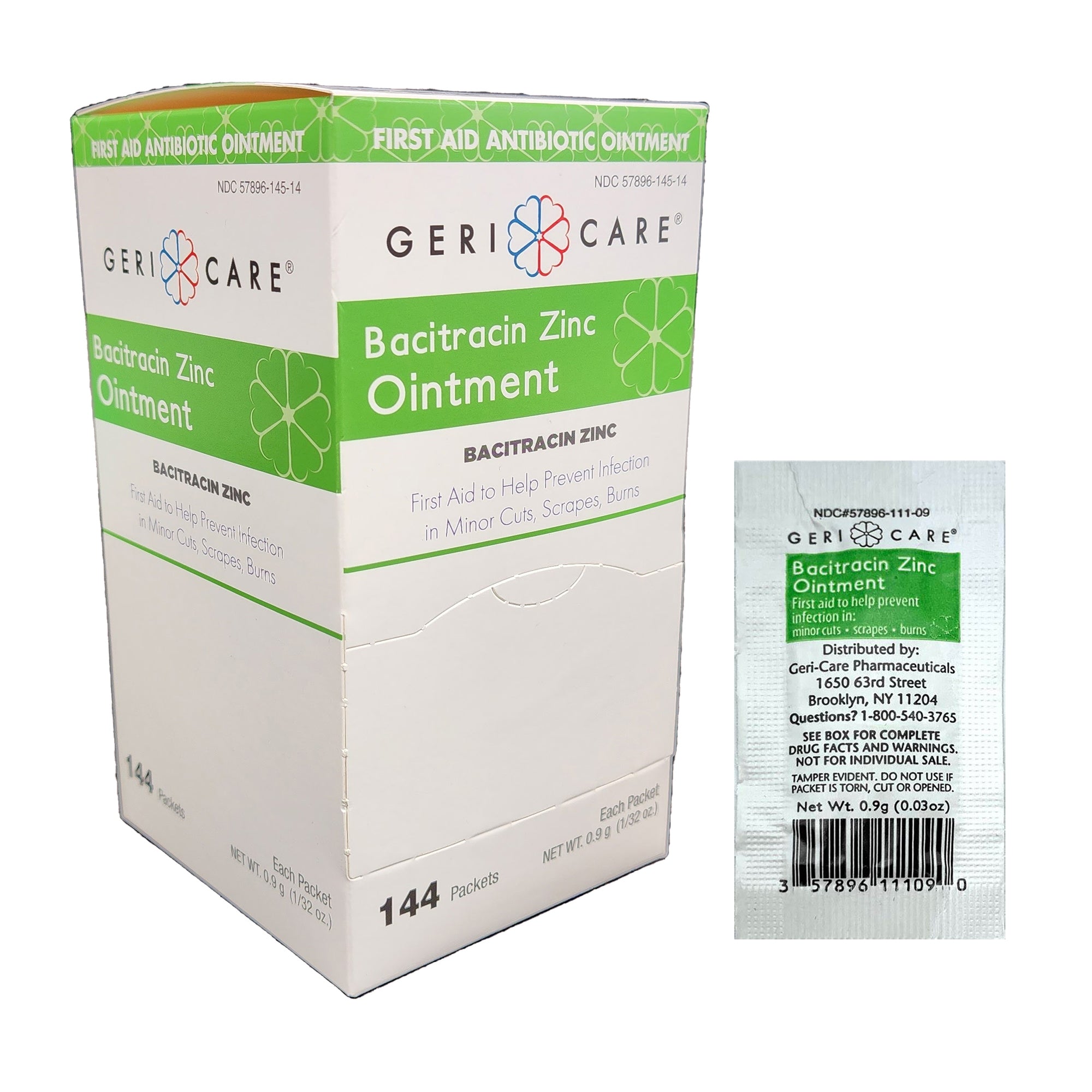 Geri-Care Bacitracin Zinc Antibiotic, 1728 Packets - First Aid Ointment