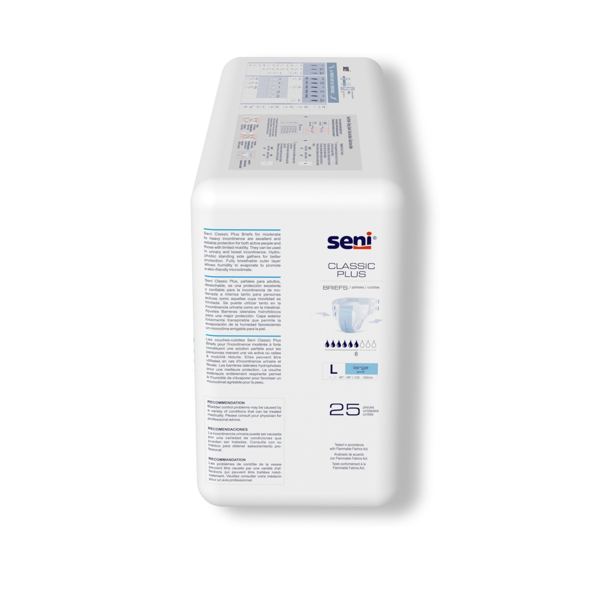 Seni® Classic Plus Moderate to Heavy Incontinence Brief, Large (25 Units)