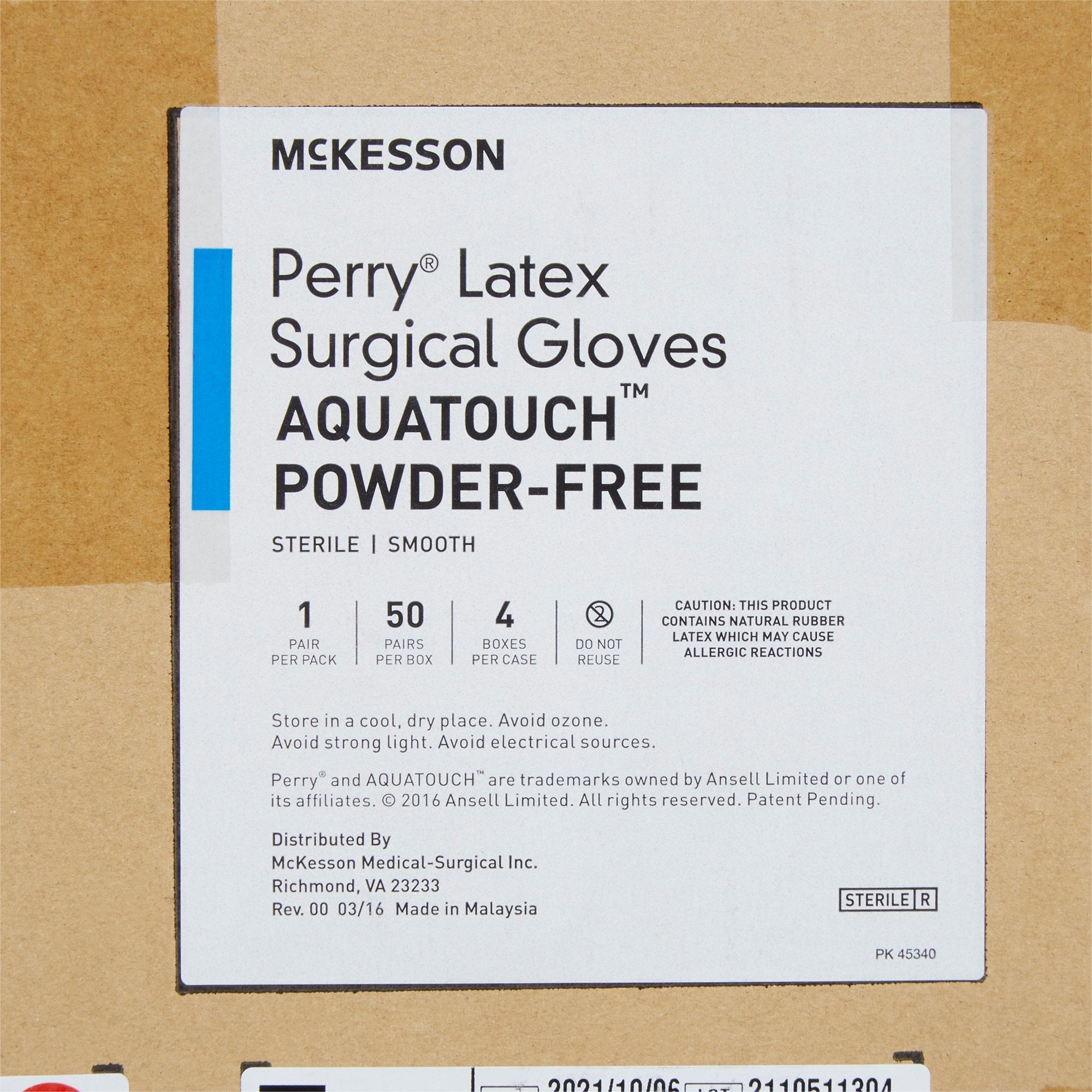 McKesson Perry® Performance Plus AquaTouch™ Latex Surgical Glove, Size 7, Cream (400 Units)