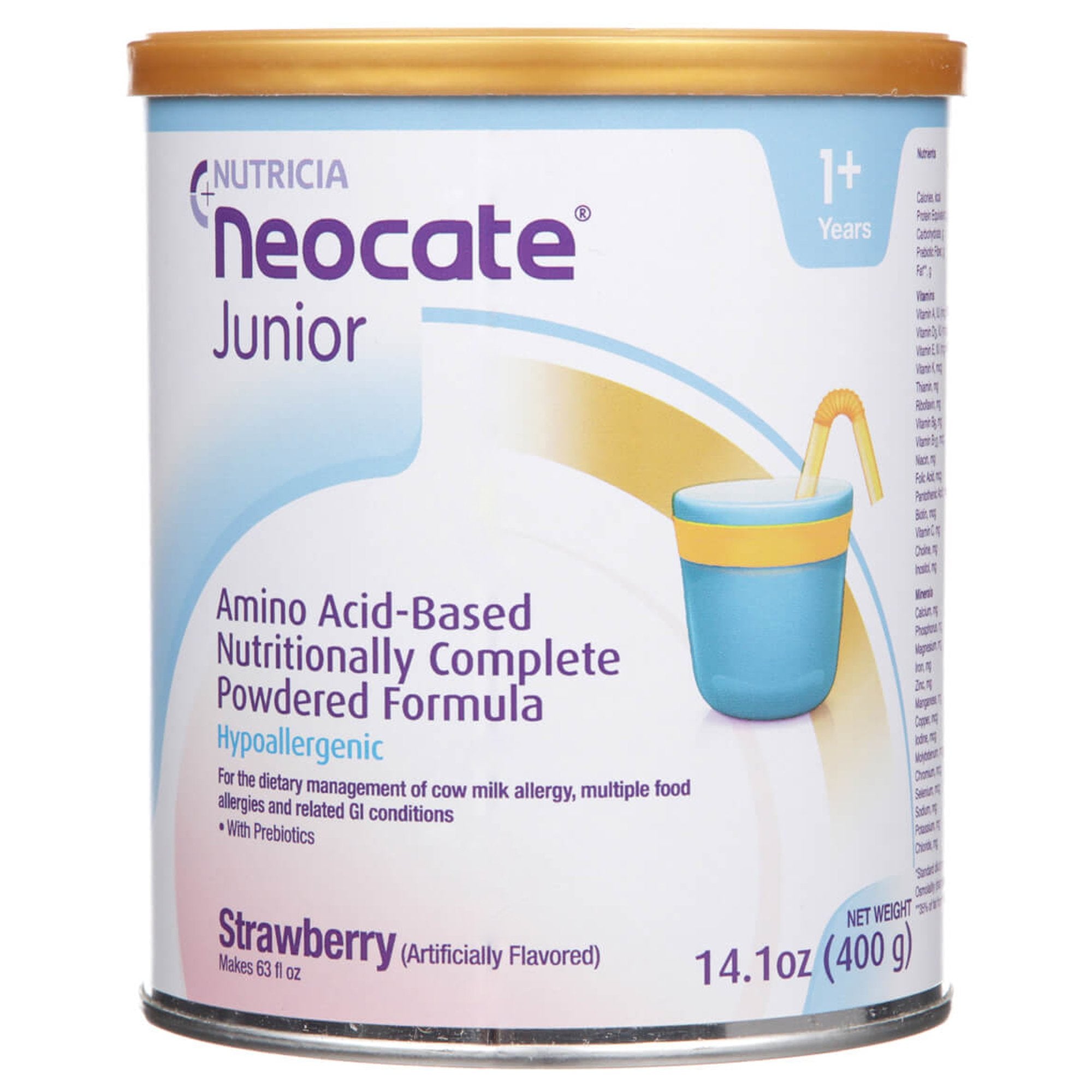 Neocate® Junior with Prebiotics Strawberry Pediatric Oral Supplement / Tube Feeding Formula, 14.1 oz. Can (4 Units)