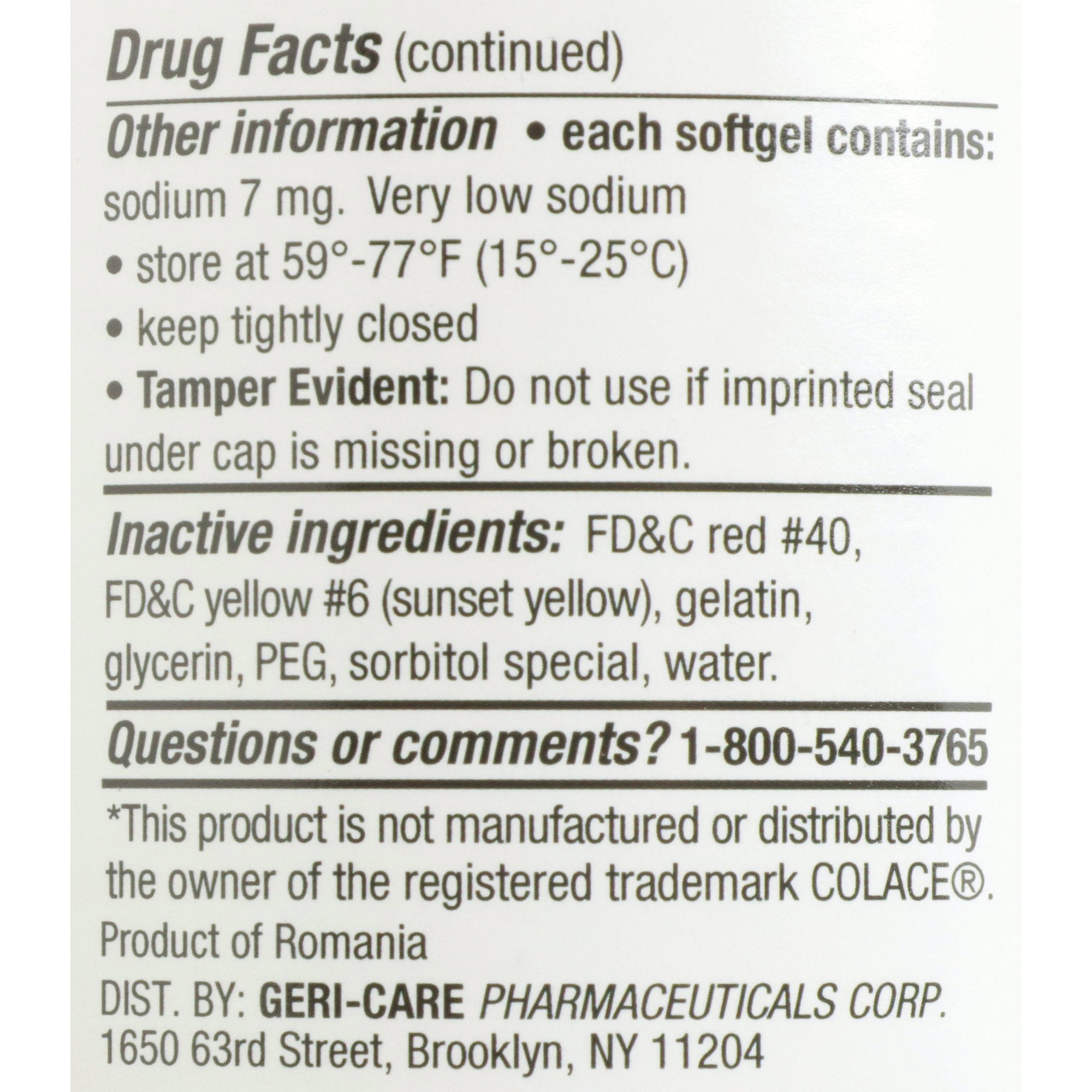 Geri-Care® Docusate Sodium Stool Softener (1 Unit)
