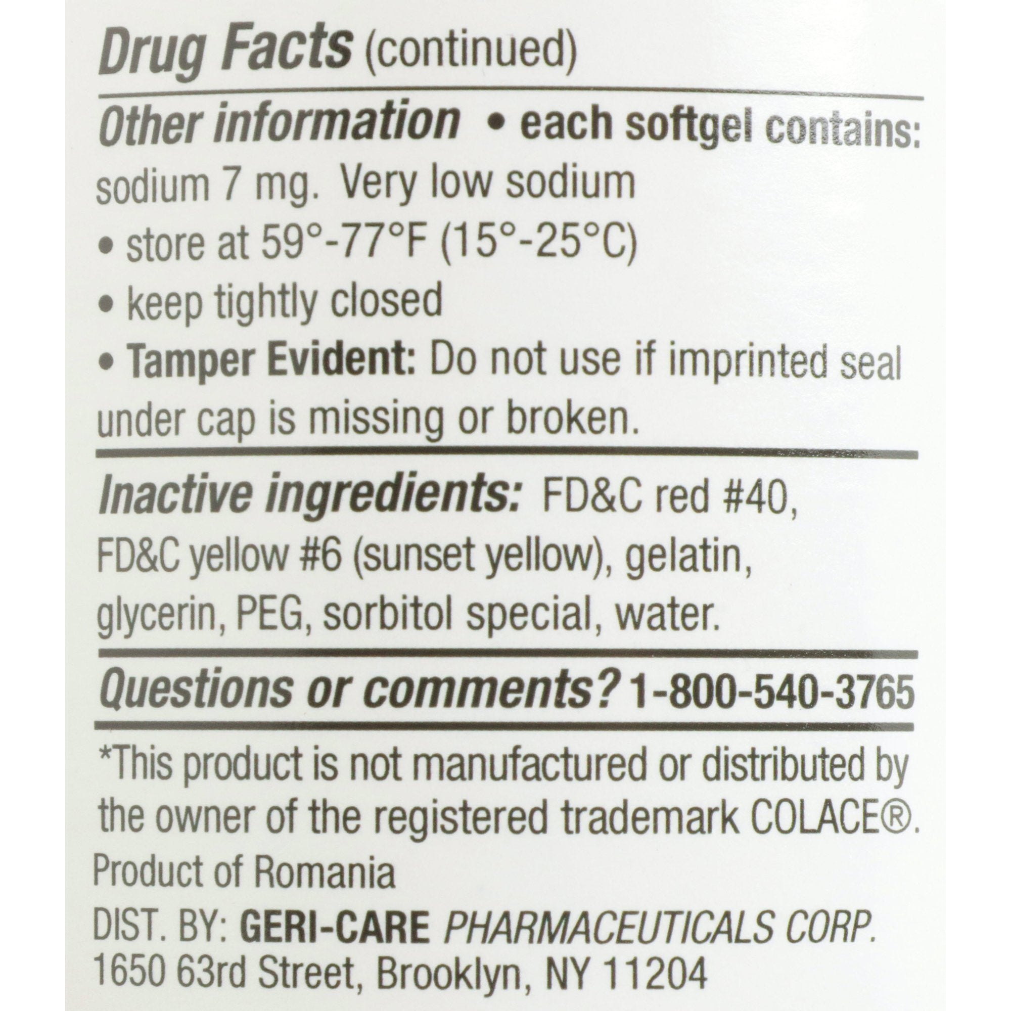 Geri-Care® Docusate Sodium Stool Softener (12 Units)