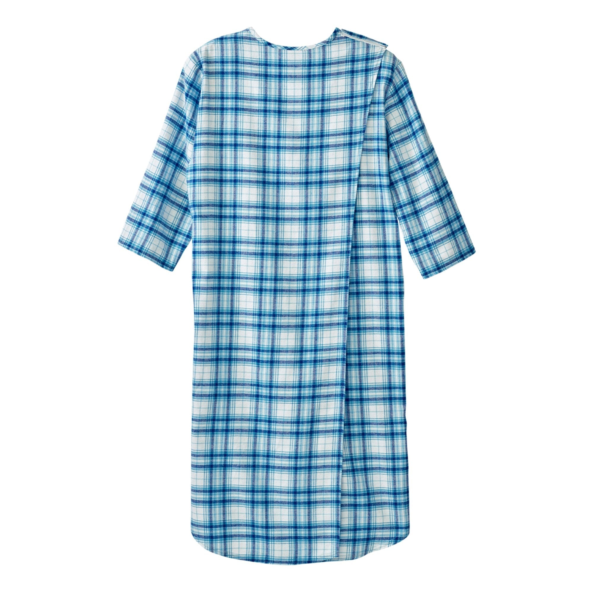 Silverts® Shoulder Snap Patient Exam Gown, Small, Turquoise Plaid (1 Unit)