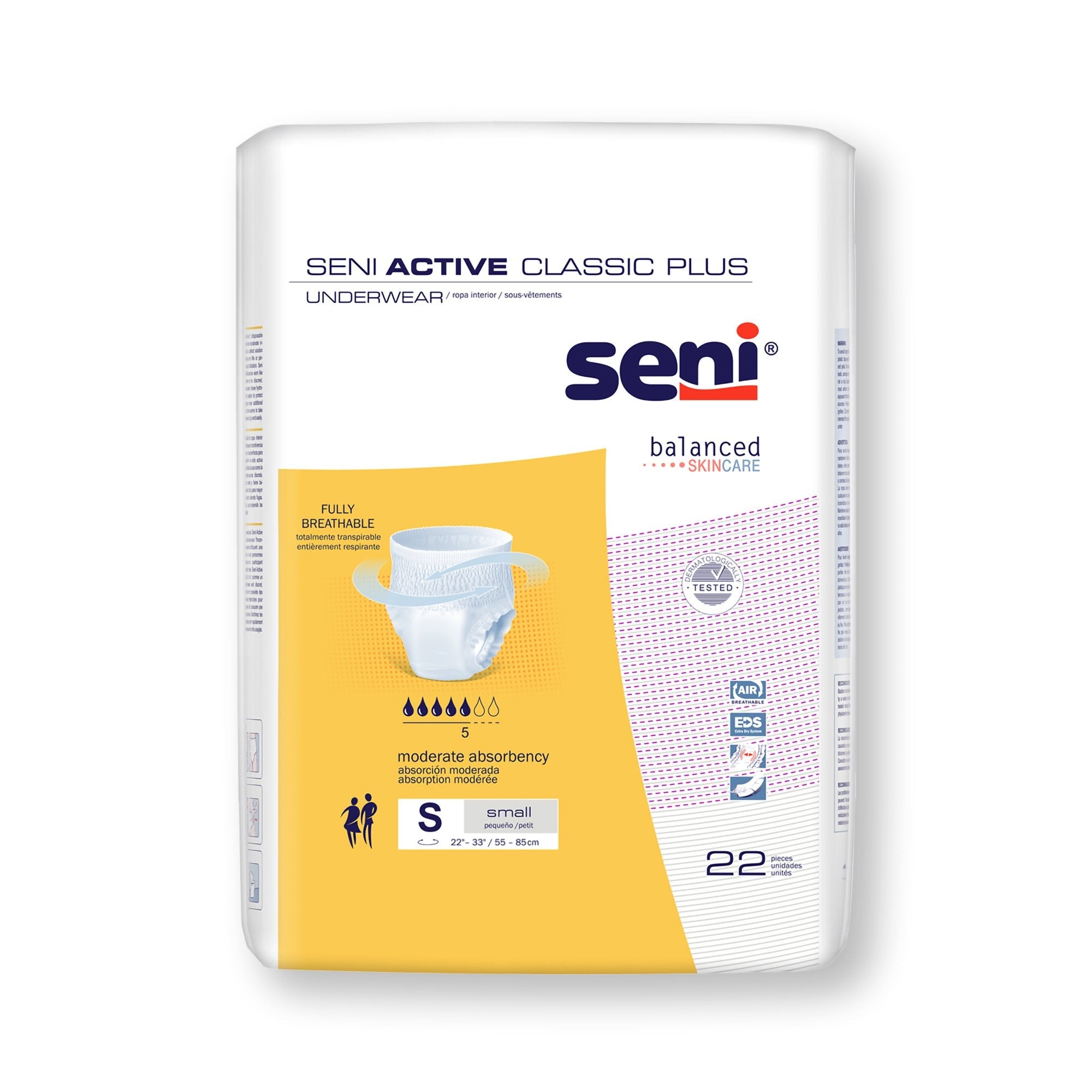 Seni® Active Classic Plus Moderate Absorbent Underwear, Small (88 Units)