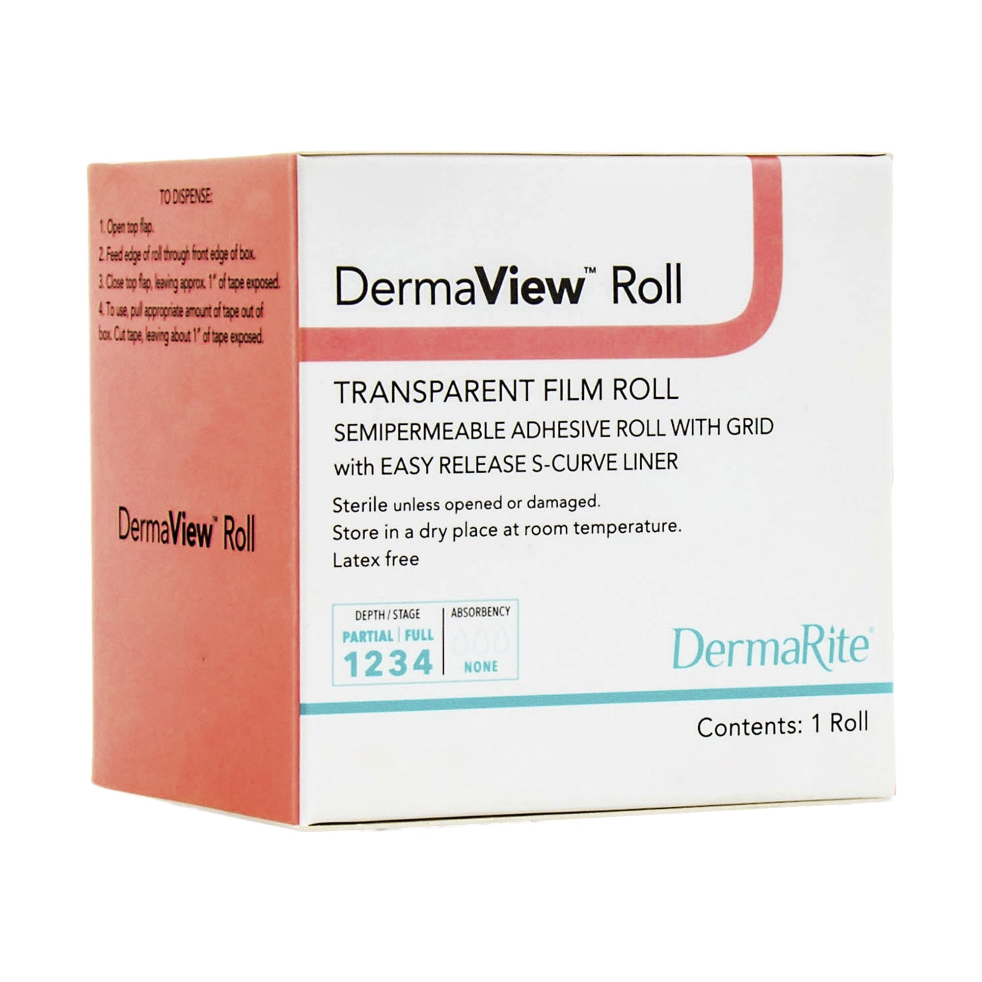 DermaView™ Transparent Film Dressing, 4 Inch x 11 Yard (1 Unit)