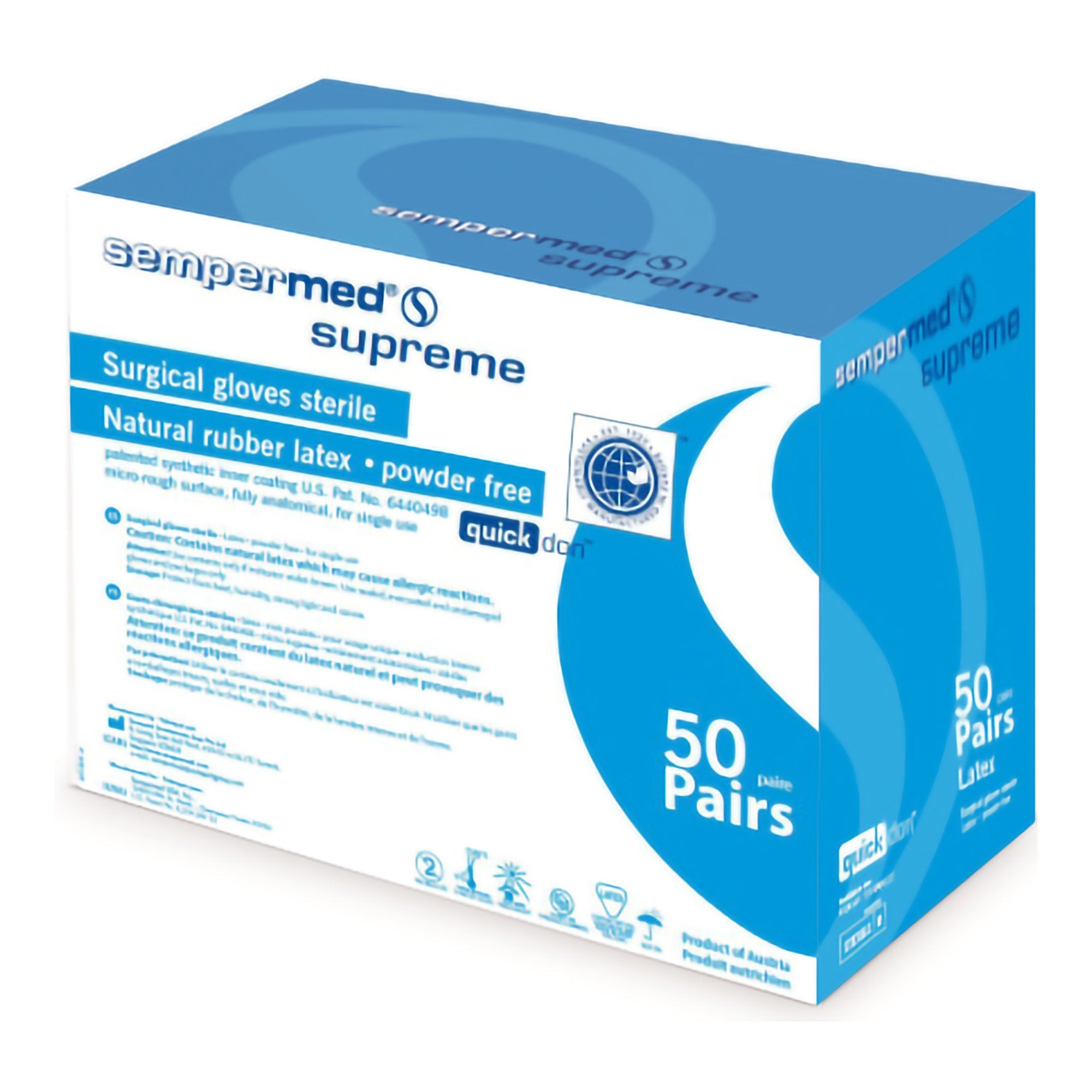 Sempermed® Supreme Latex Surgical Glove, Size 8.5, Ivory (50 Units)