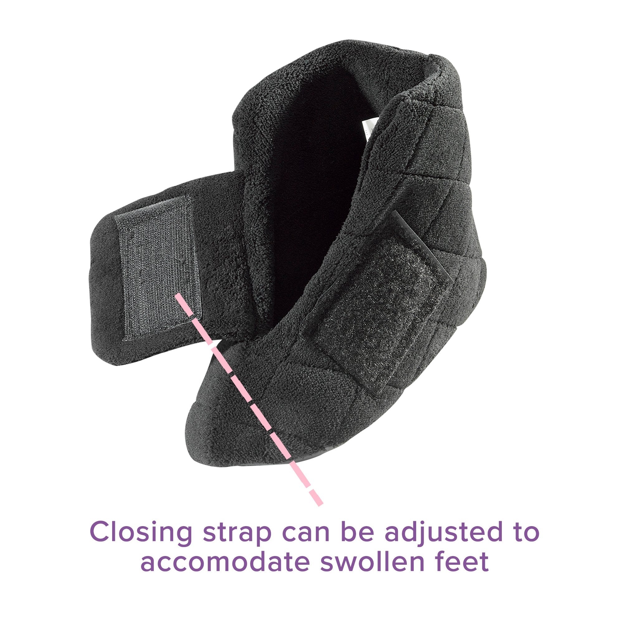 Silverts® Women's Extra Wide Swollen Feet Slippers, Black, Medium (1 Unit)