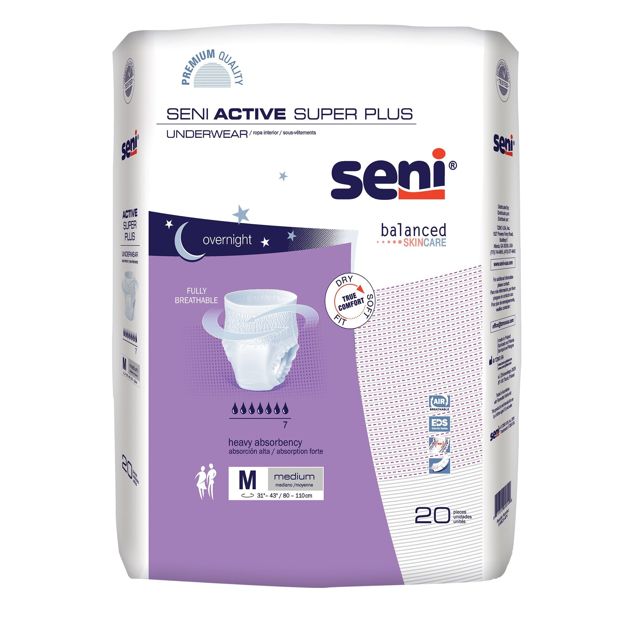 Seni® Active Super Plus Heavy Absorbent Underwear, Medium (20 Units)