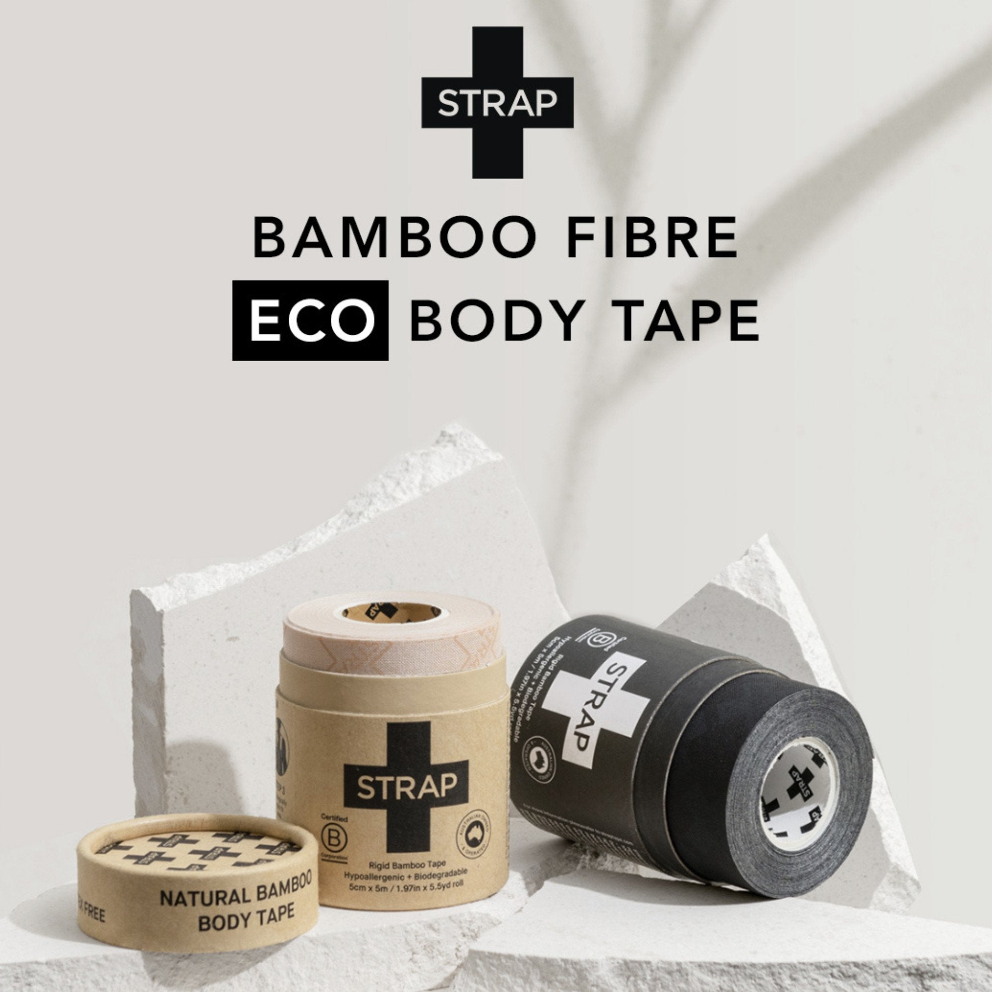 Strap™ Bamboo Fiber Athletic Tape, 1.97 Inch x 5-1/2 Yard, Black (24 Units)