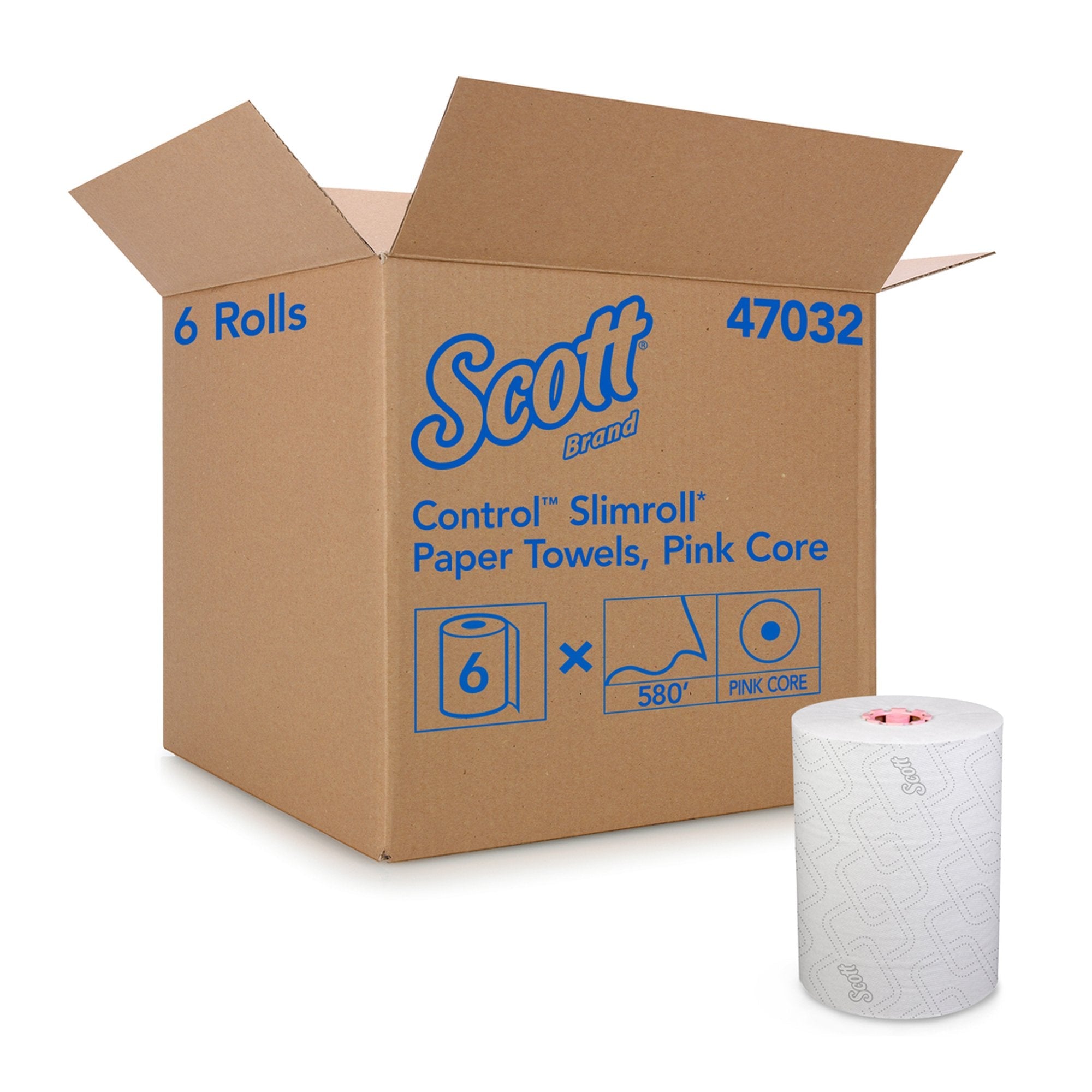 Scott® Control Slimroll™ White Paper Towel, 8 Inch x 580 Foot, 6 Rolls per Case (6 Units)