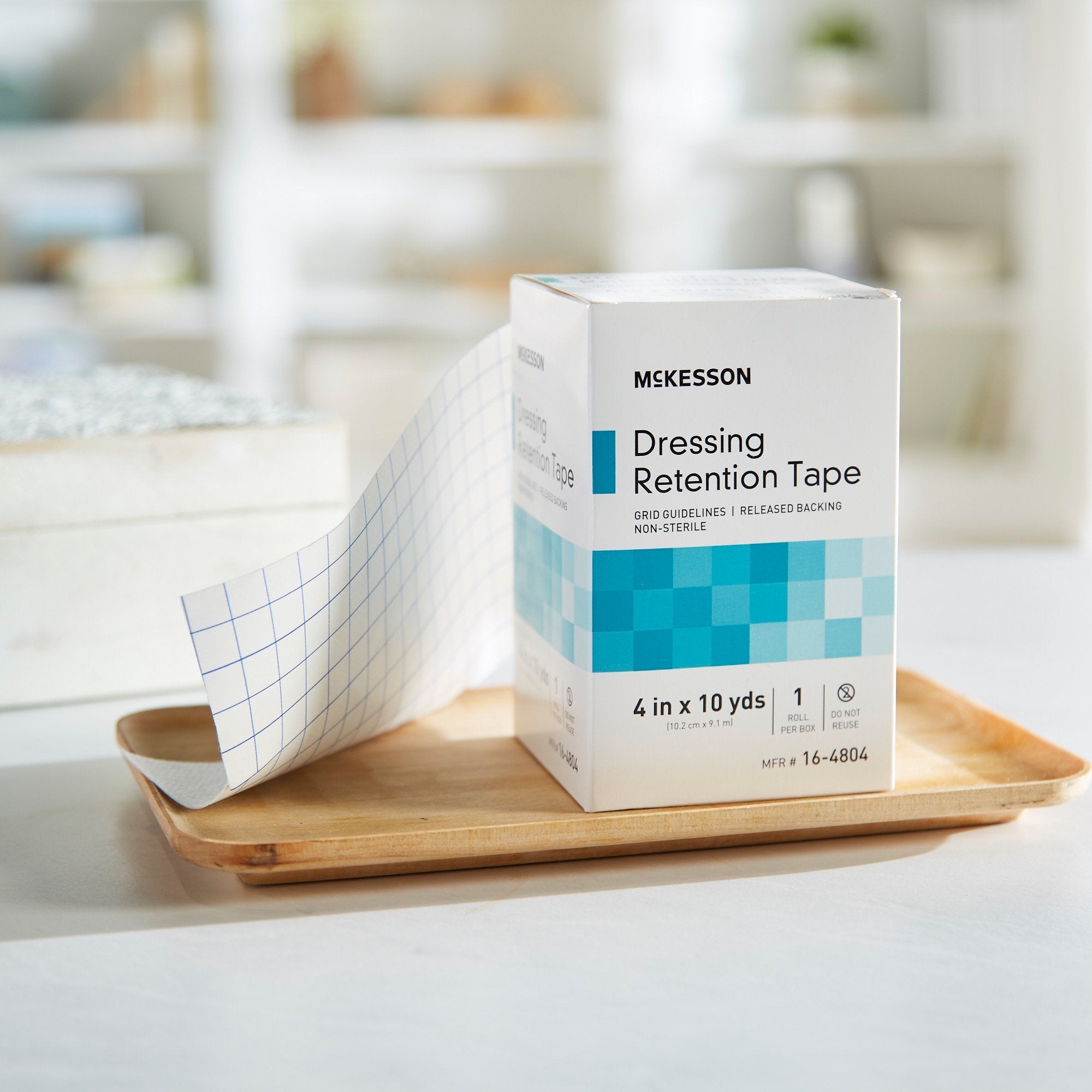 McKesson Nonwoven Fabric / Printed Release Paper Dressing Retention Tape, 4 Inch x 10 Yard, White (1 Unit)