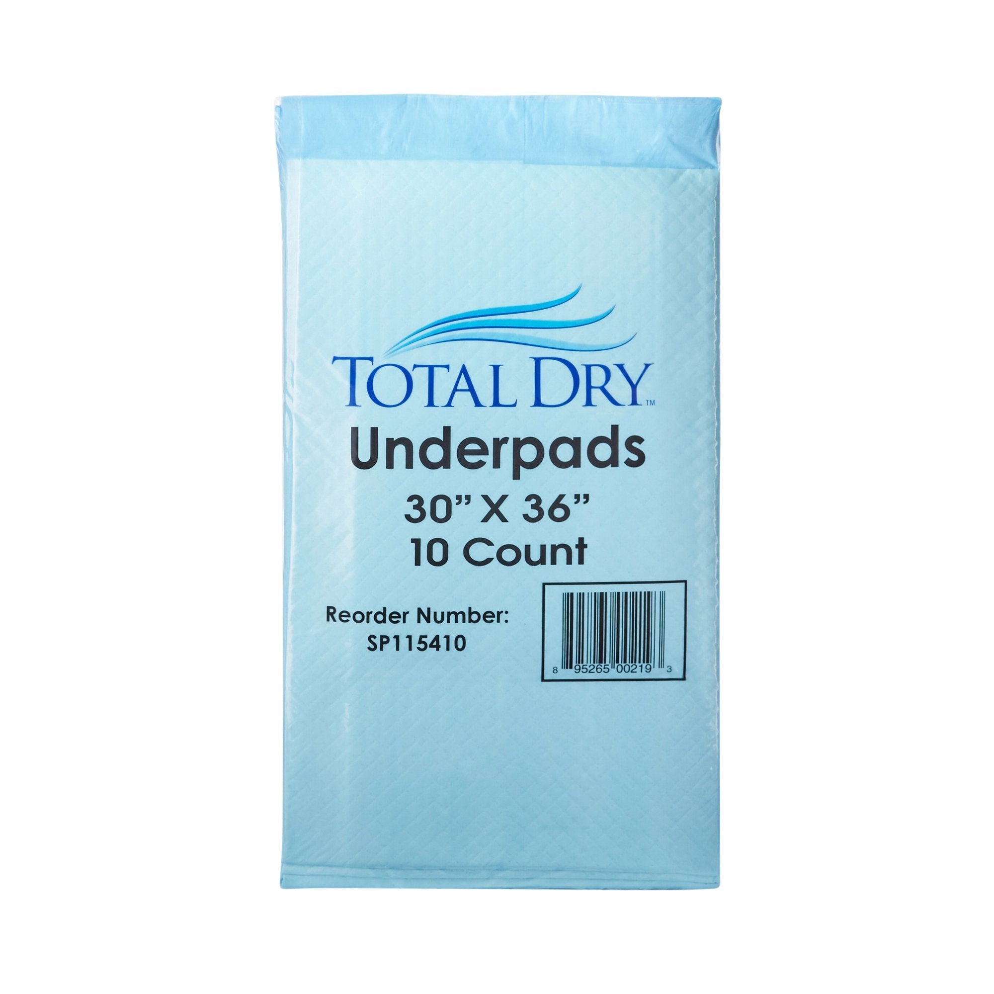 TotalDry Incontinence Underpads, Heavy Absorbency, 30x36", Blue, 10-Pack