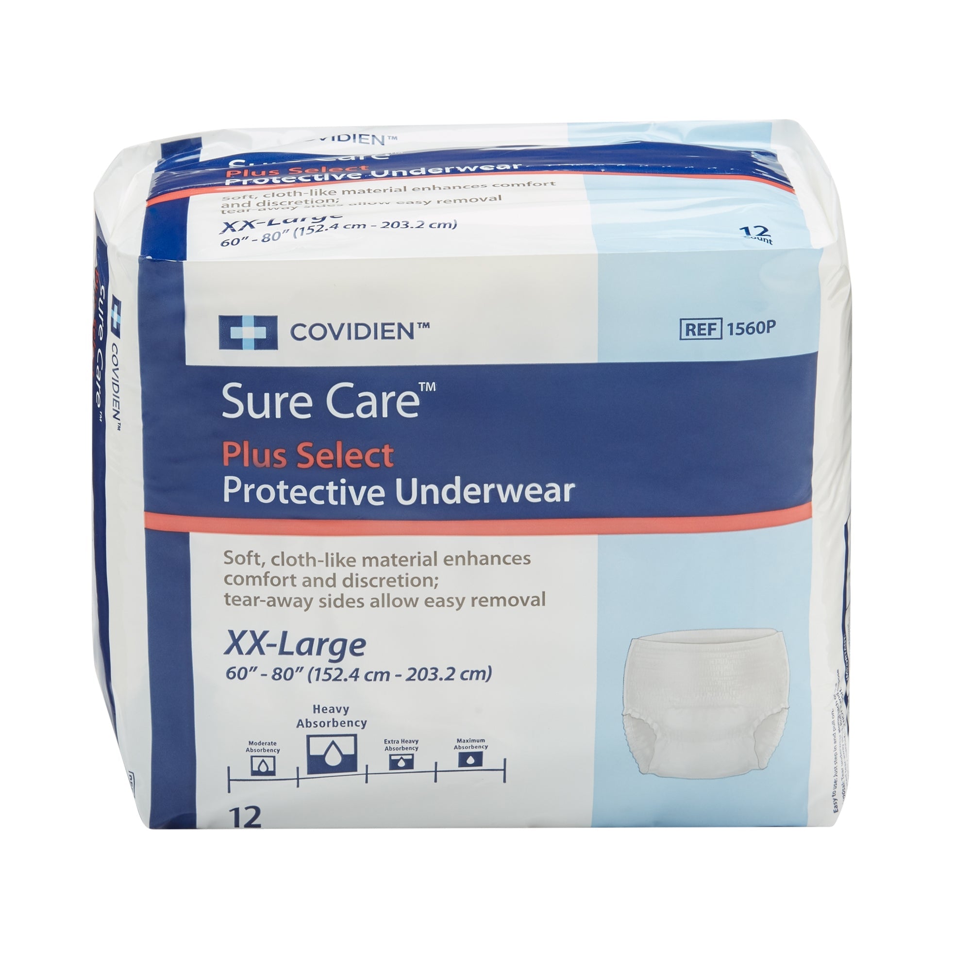 Sure Care Unisex Adult Absorbent Underwear, 2X-Large, 12-Pack