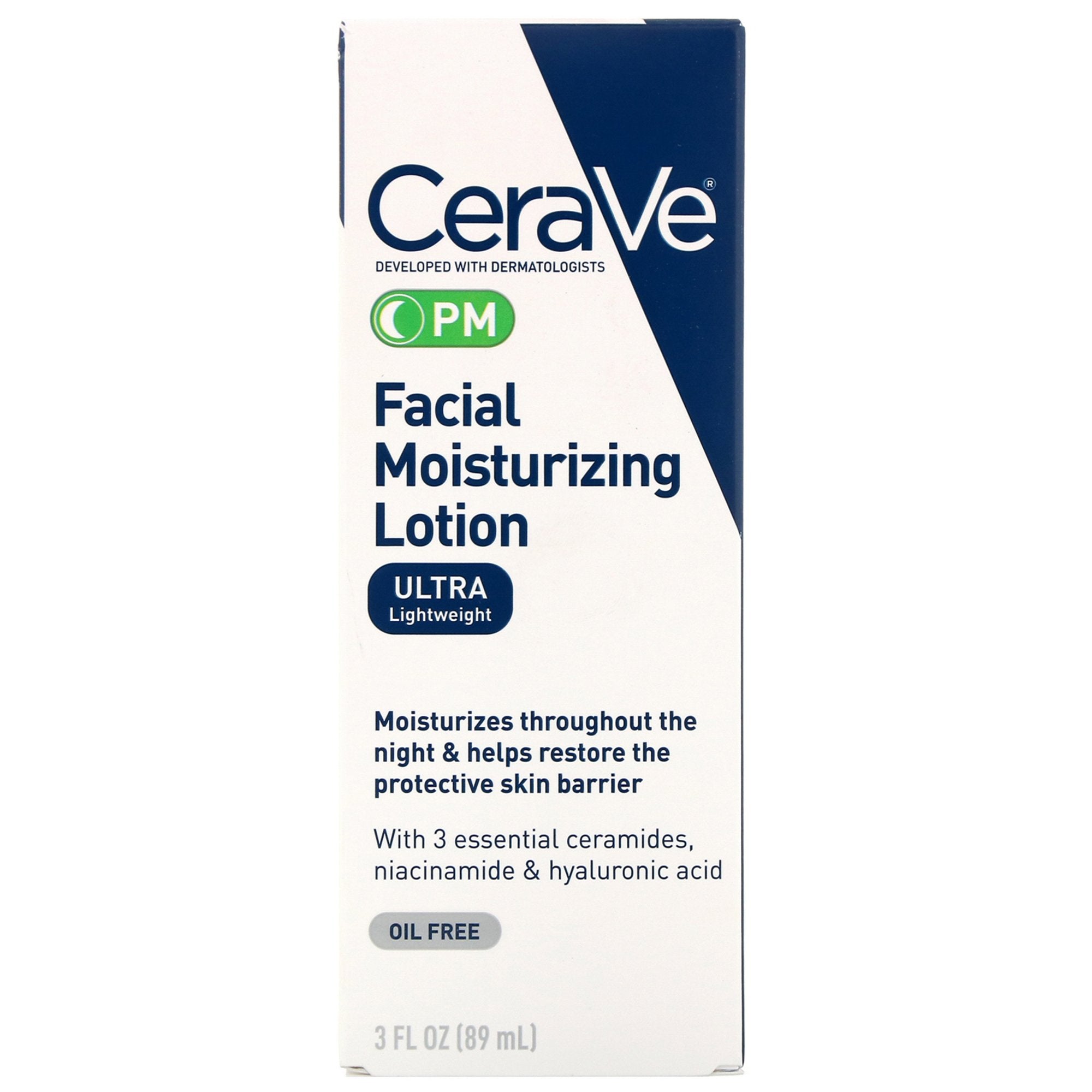 Facial Moisturizer CeraVe® PM 3 oz. Pump Bottle Unscented Lotion (1 Unit)